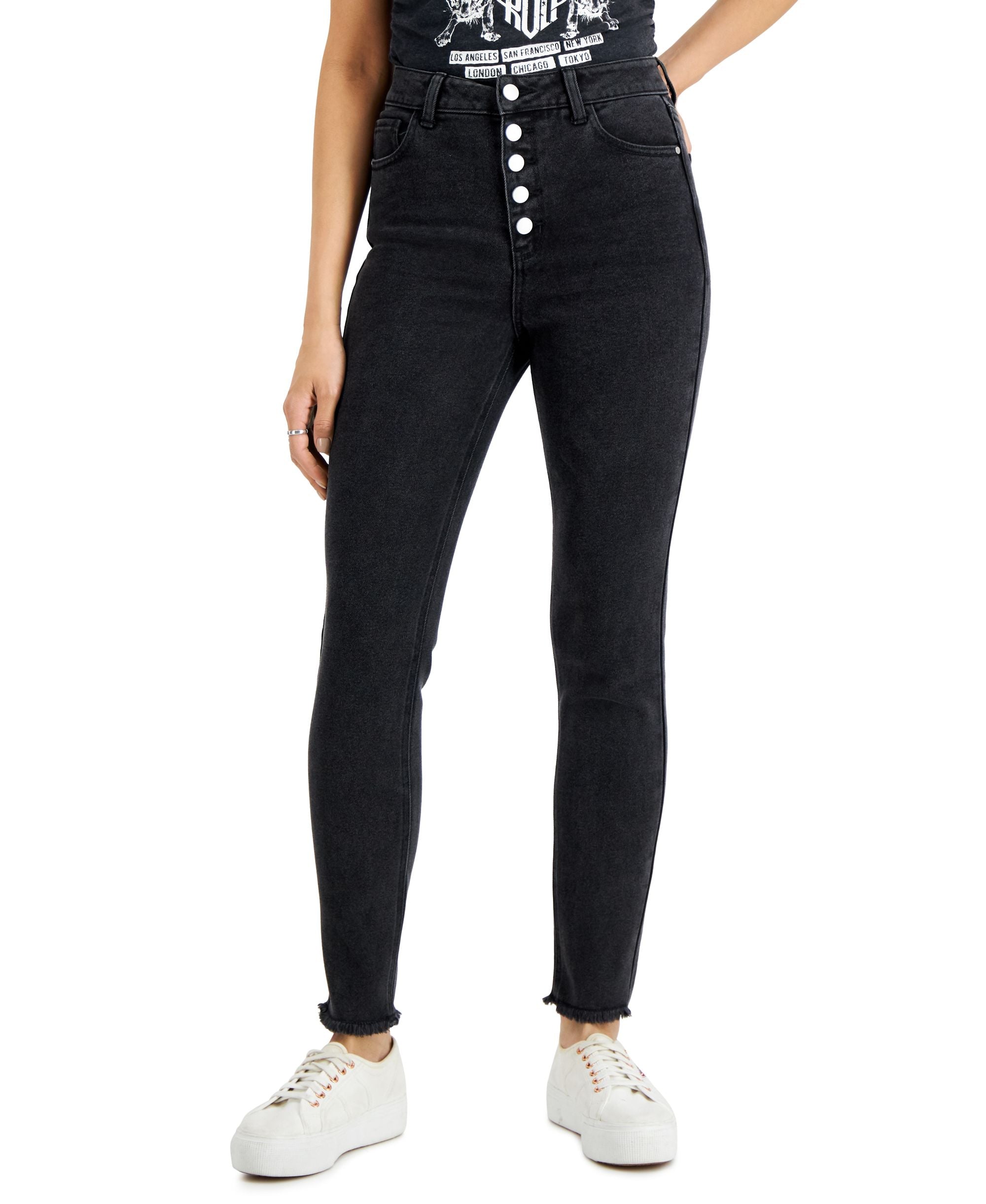 Juniors' Button-Fly Mom Jeans