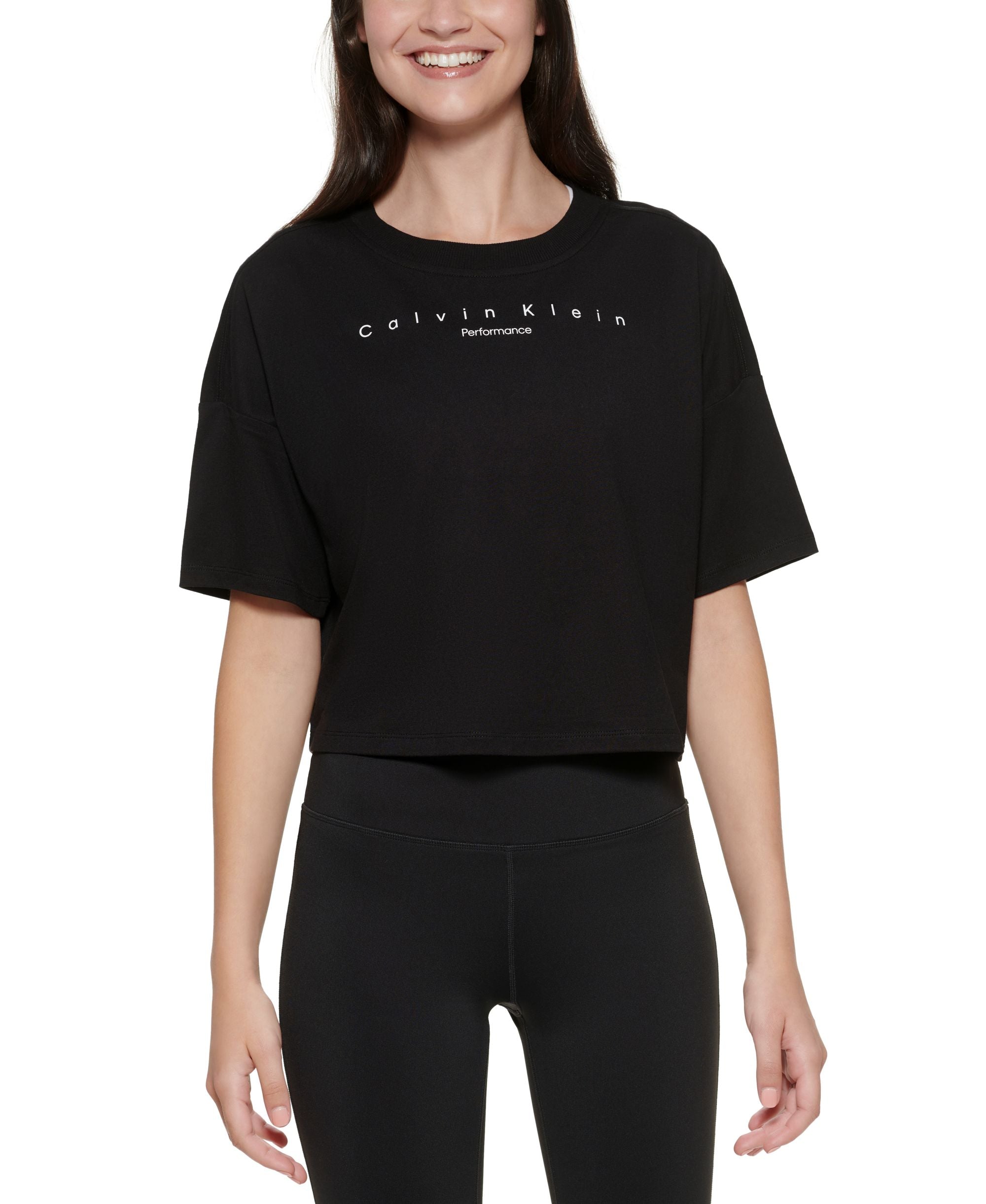 Calvin Klein Performance Womens Logo Cropped T-Shirt