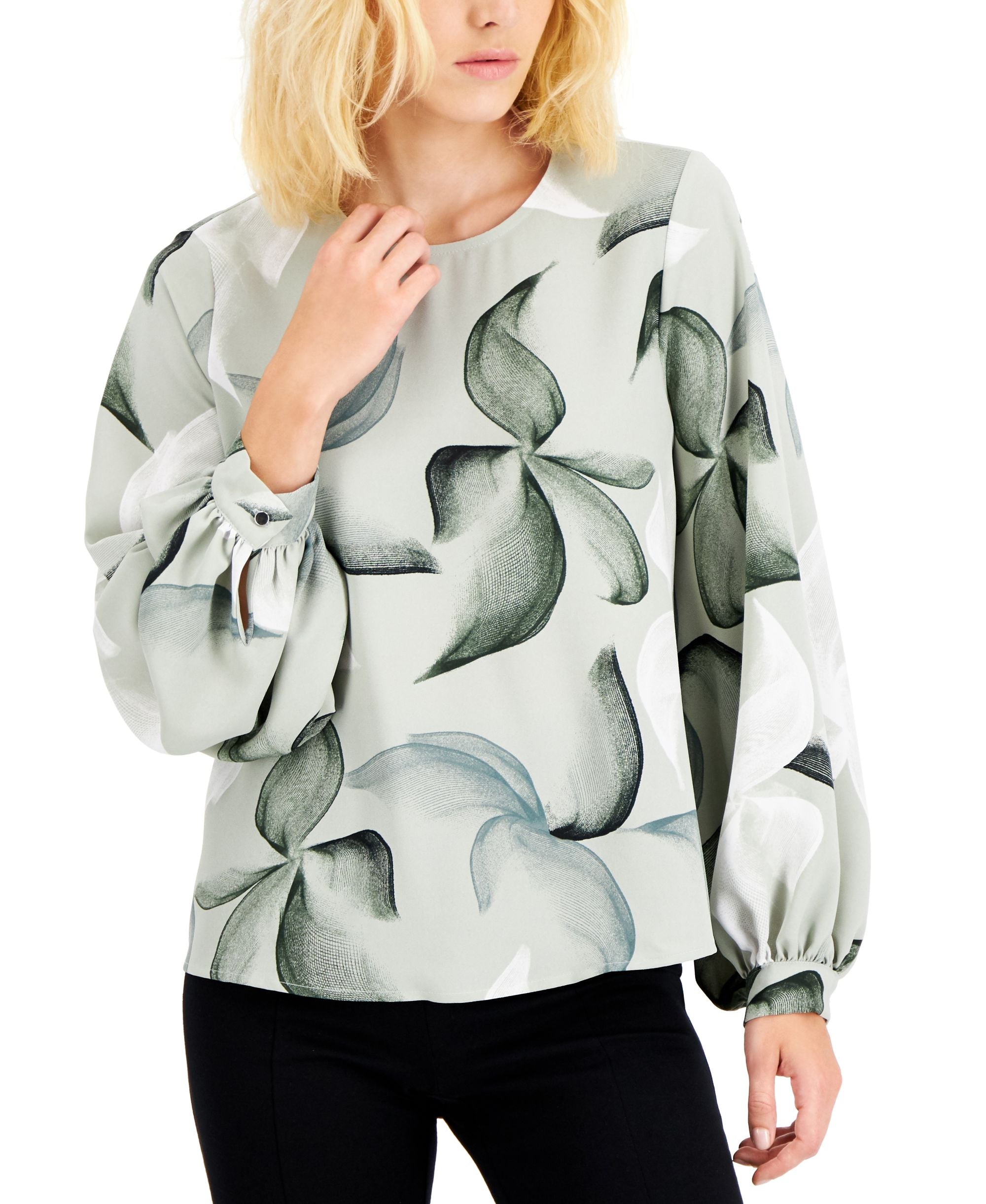 Alfani Printed Volume Sleeve Top