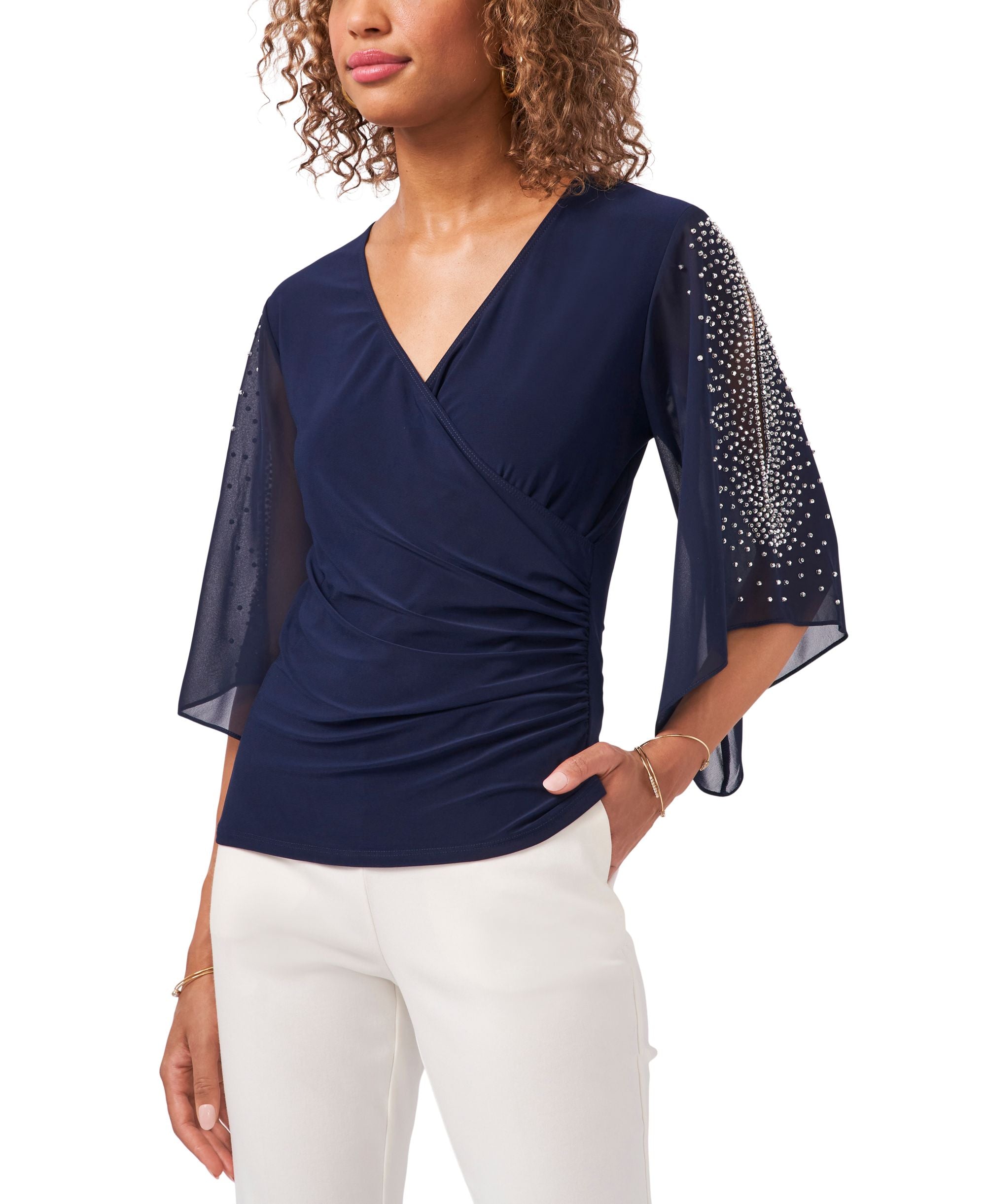 Embellished Chiffon Sleeve Top