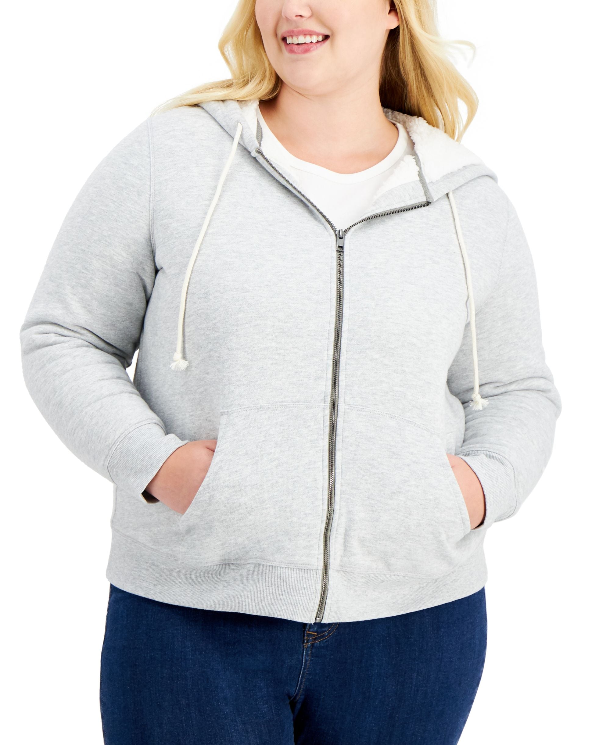 Plus Size Sherpa-Lined Hoodie