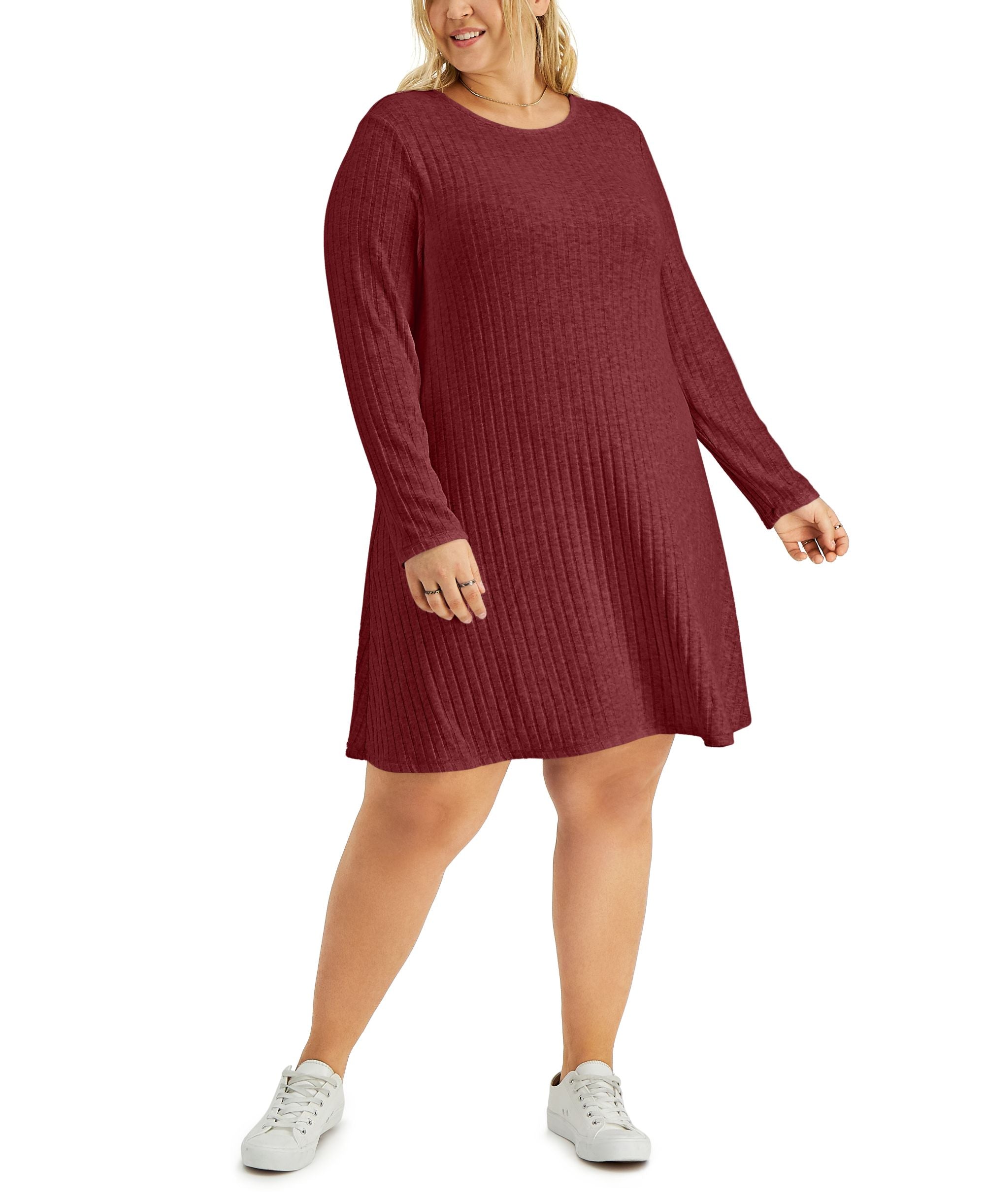 Style & Co Hacci Ribbed Brushed Swing Dress
