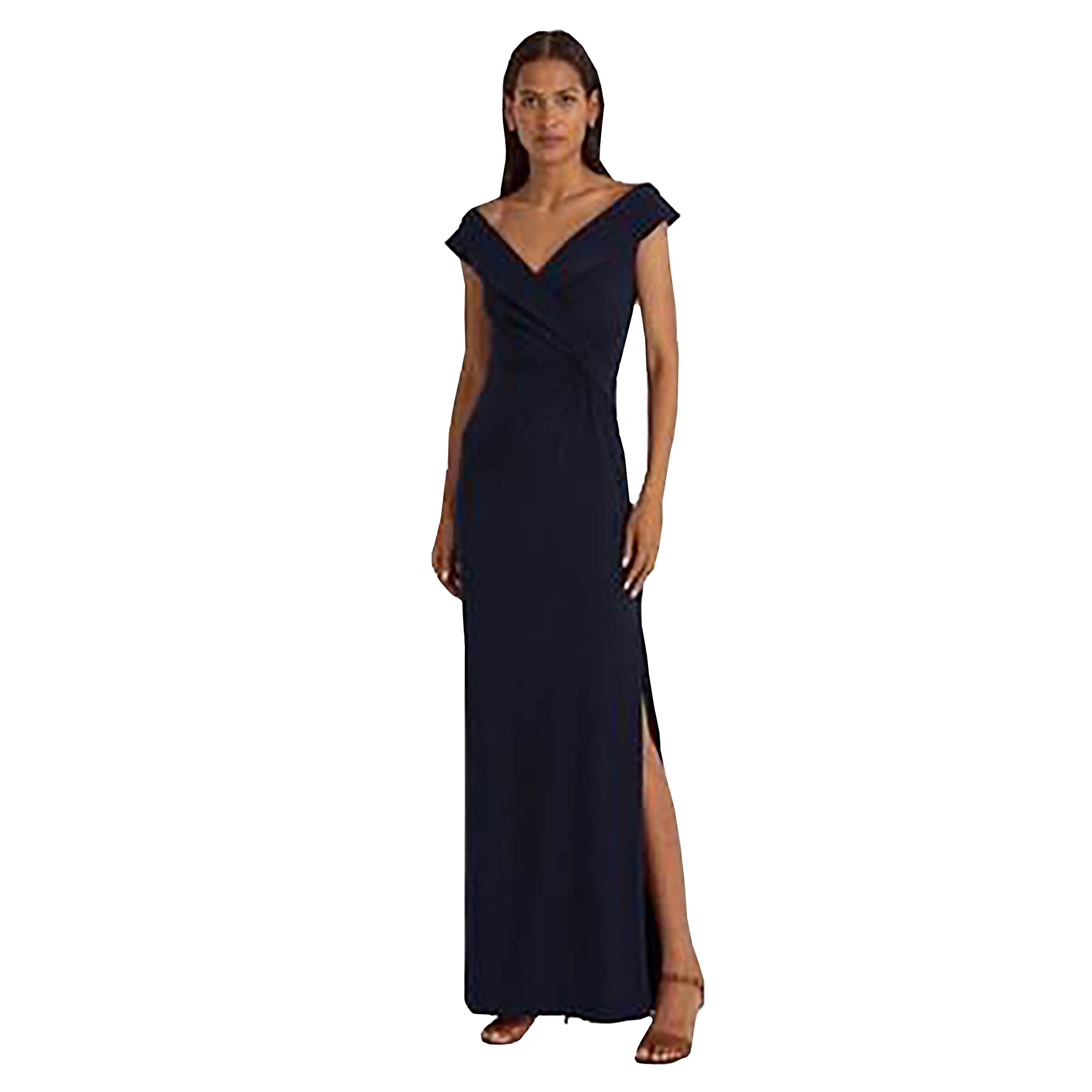 Women's Jersey Off-the-Shoulder Side-Slit Column Gown