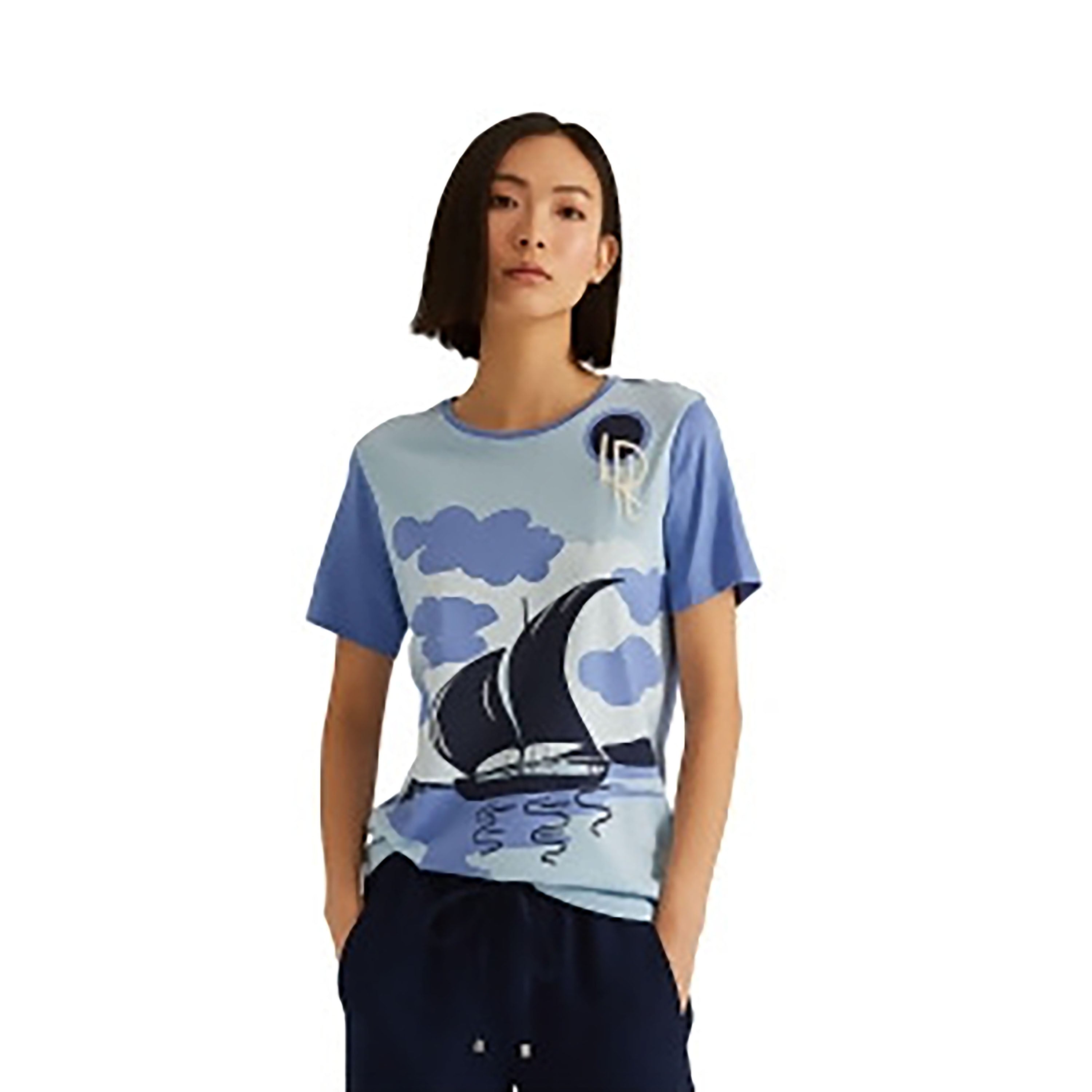 Lauren Ralph Lauren Womens Graphic Short Sleeve Crew Neck T-Shirt