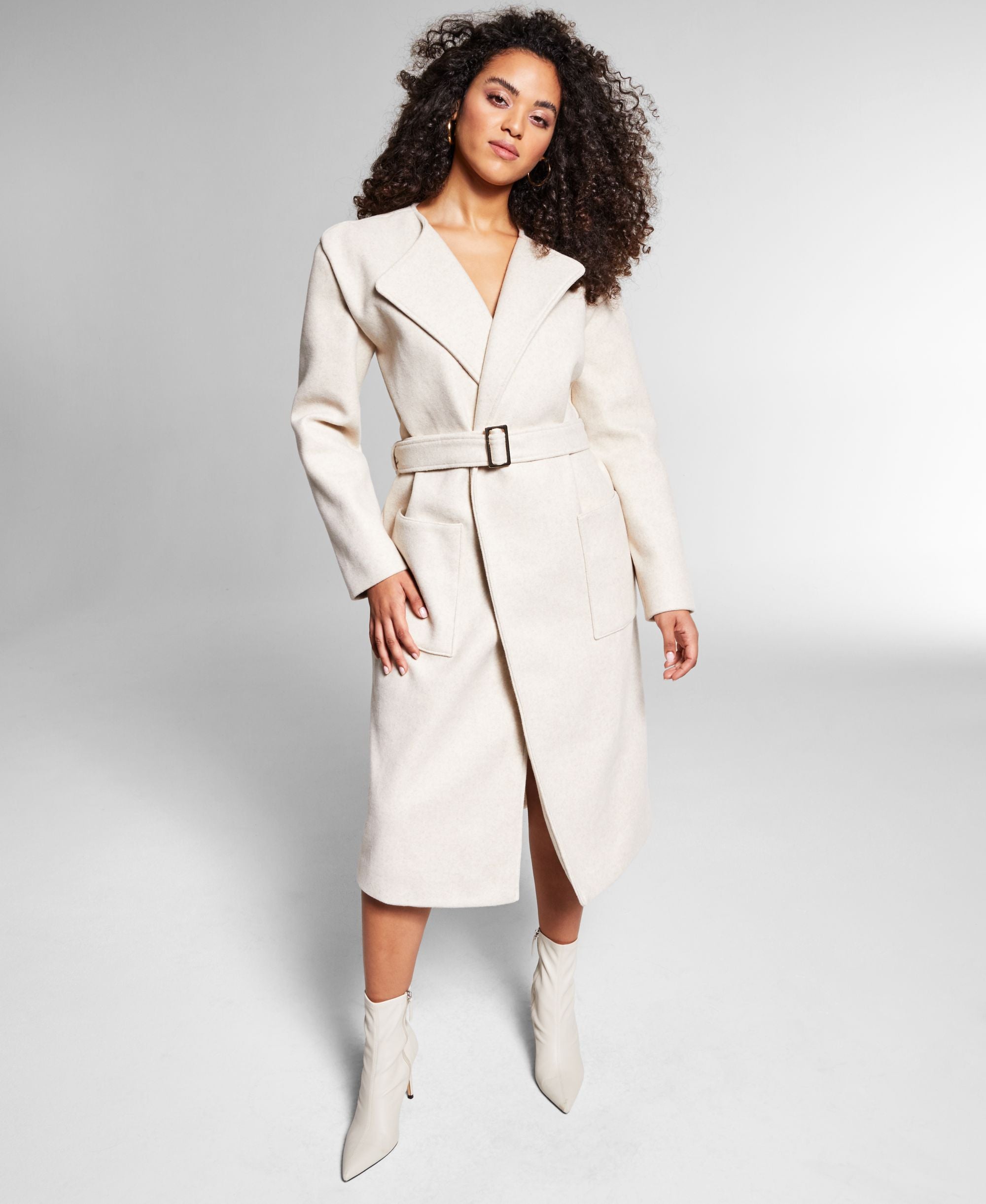 Jeannie Mai X INC Mobama Long Belted Coat
