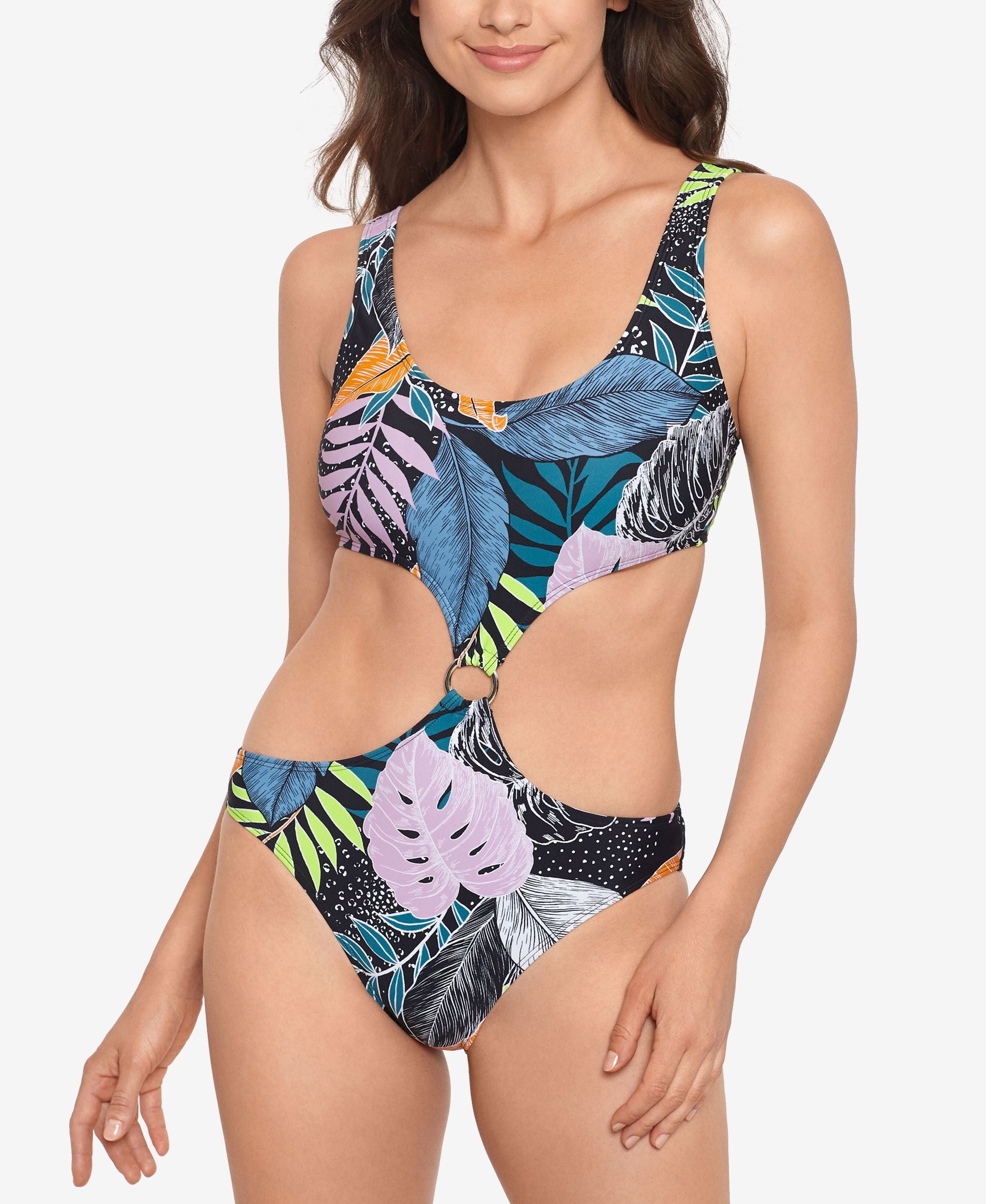 Juniors' Night Life High-Leg One-Piece Swimsuit