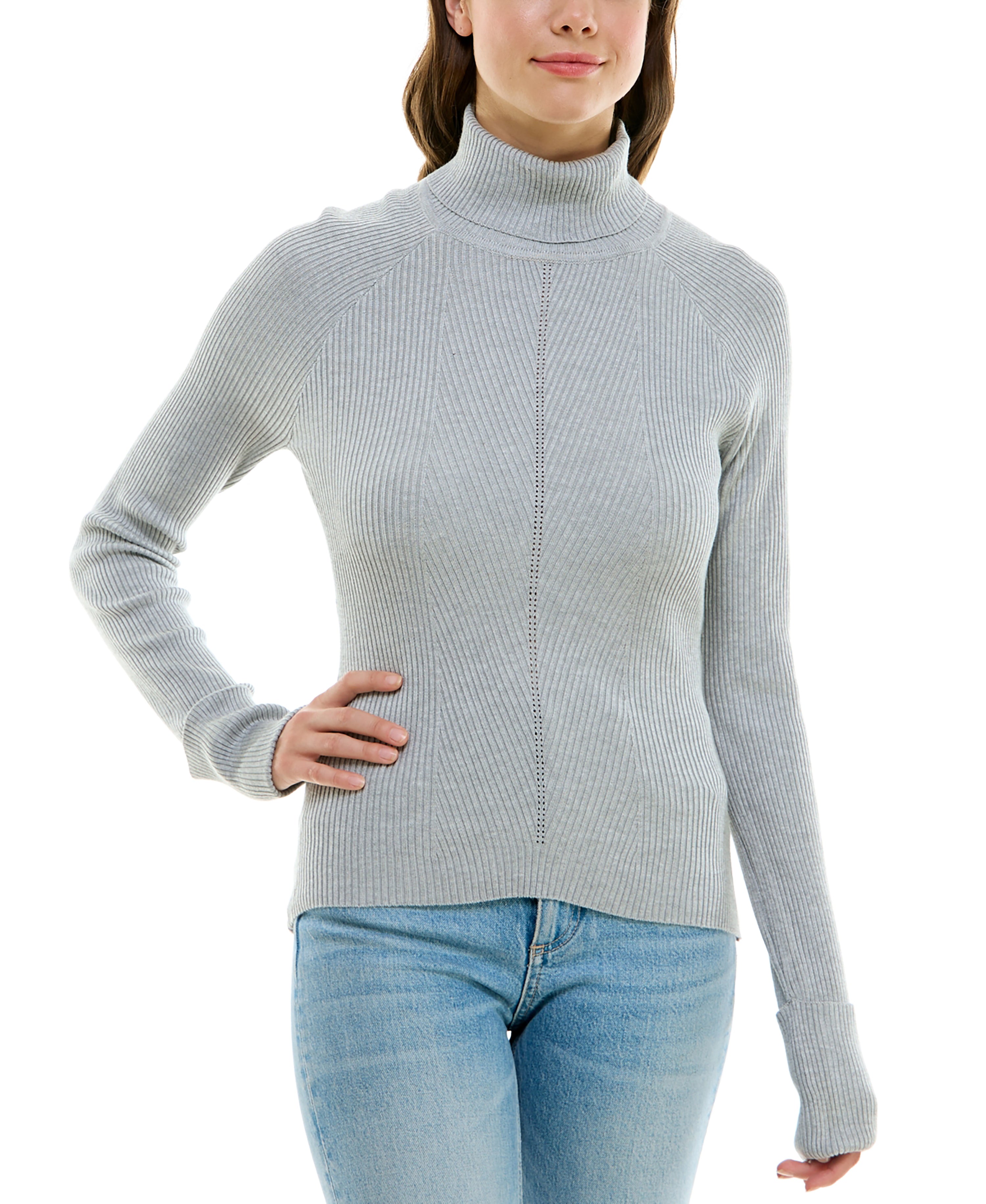 Juniors' Multi-Rib Turtleneck Sweater