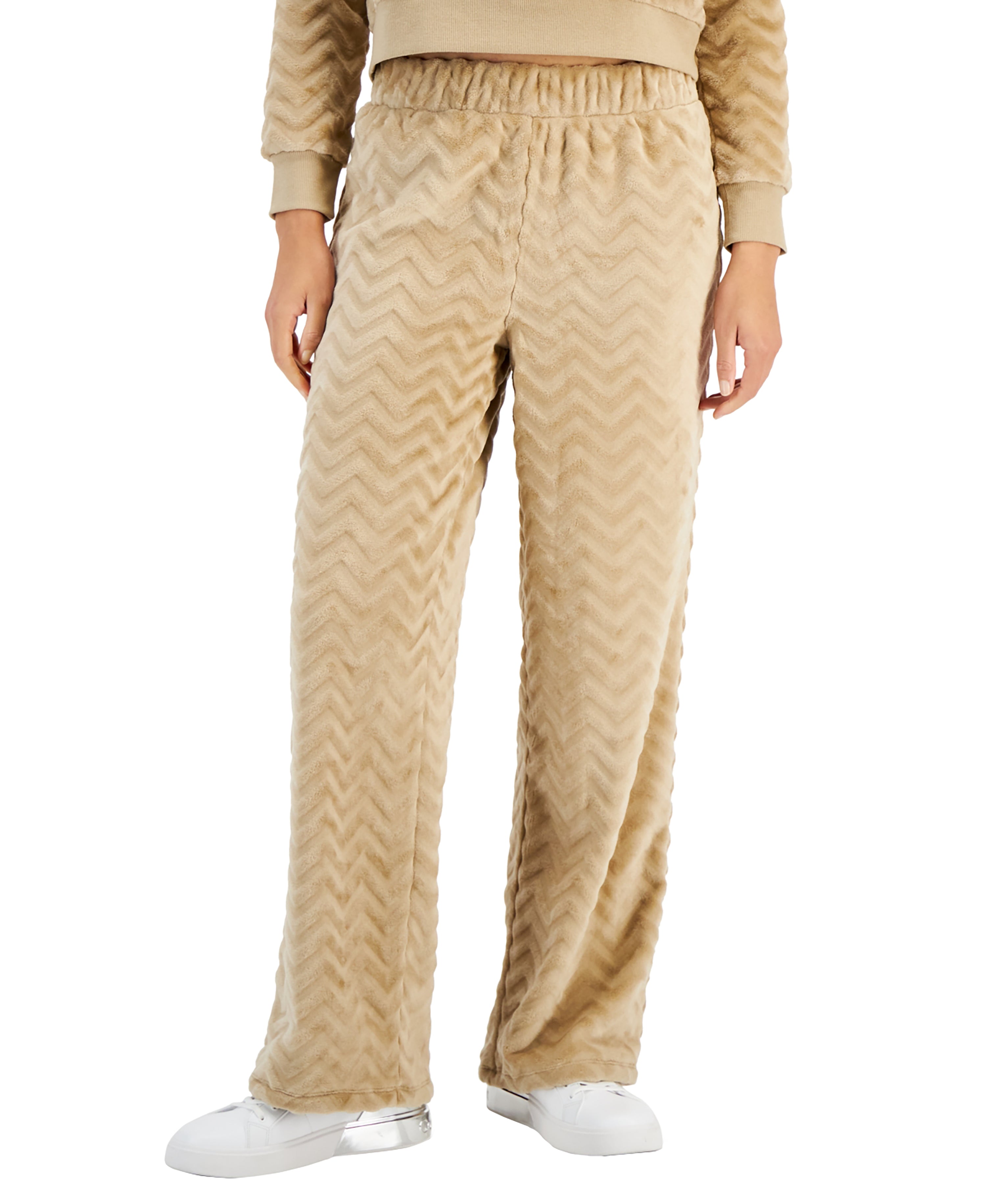 Juniors' Cozy Faux-Fur Wide-Leg Pants