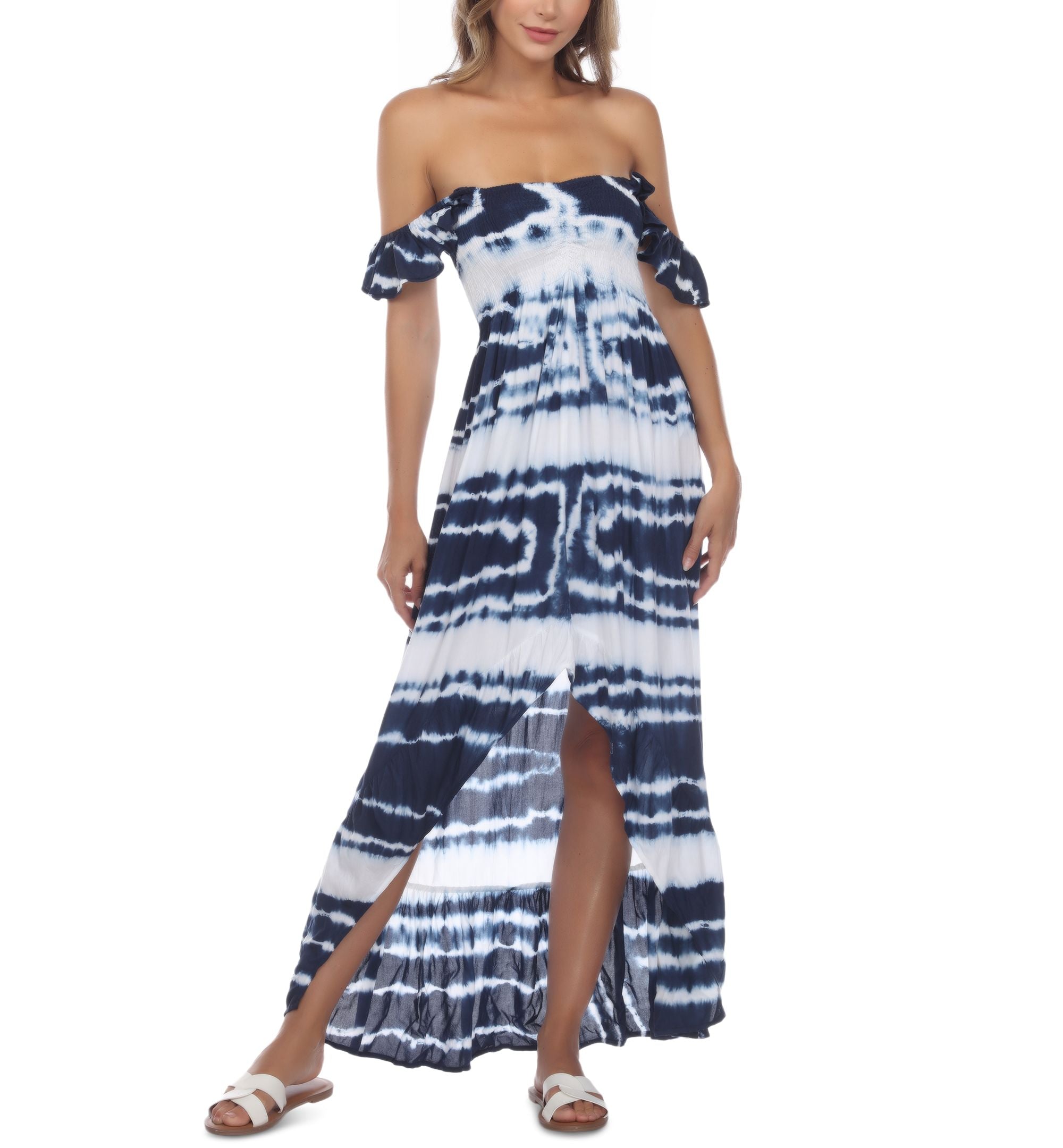 Tie-Dye Off-The-Shoulder Cover-Up Dress