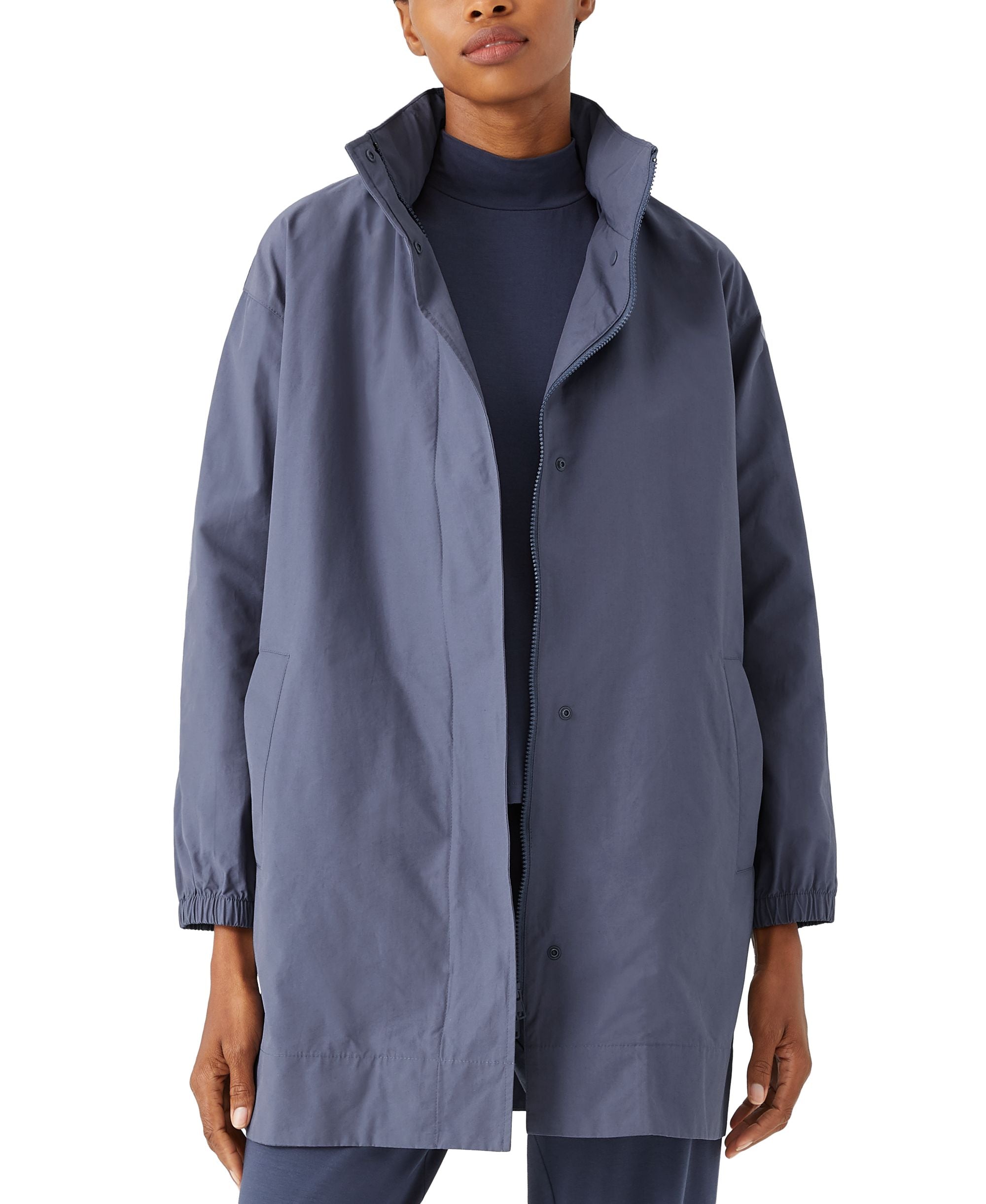 Eileen Fisher Organic Boxy Stand Collar Jacket