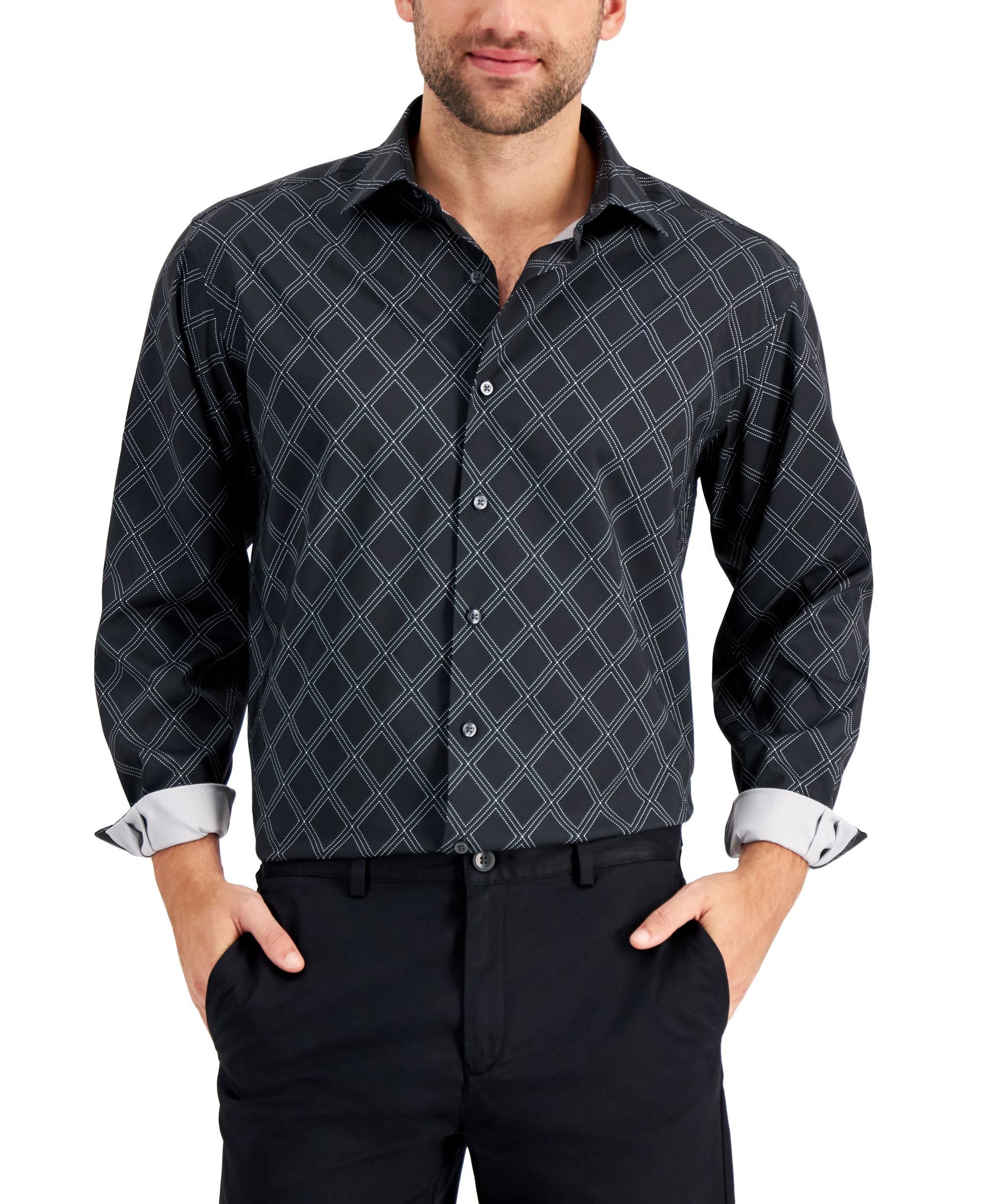 Alfani Mens Regular Fit Recycled Stretch Dress Shirt