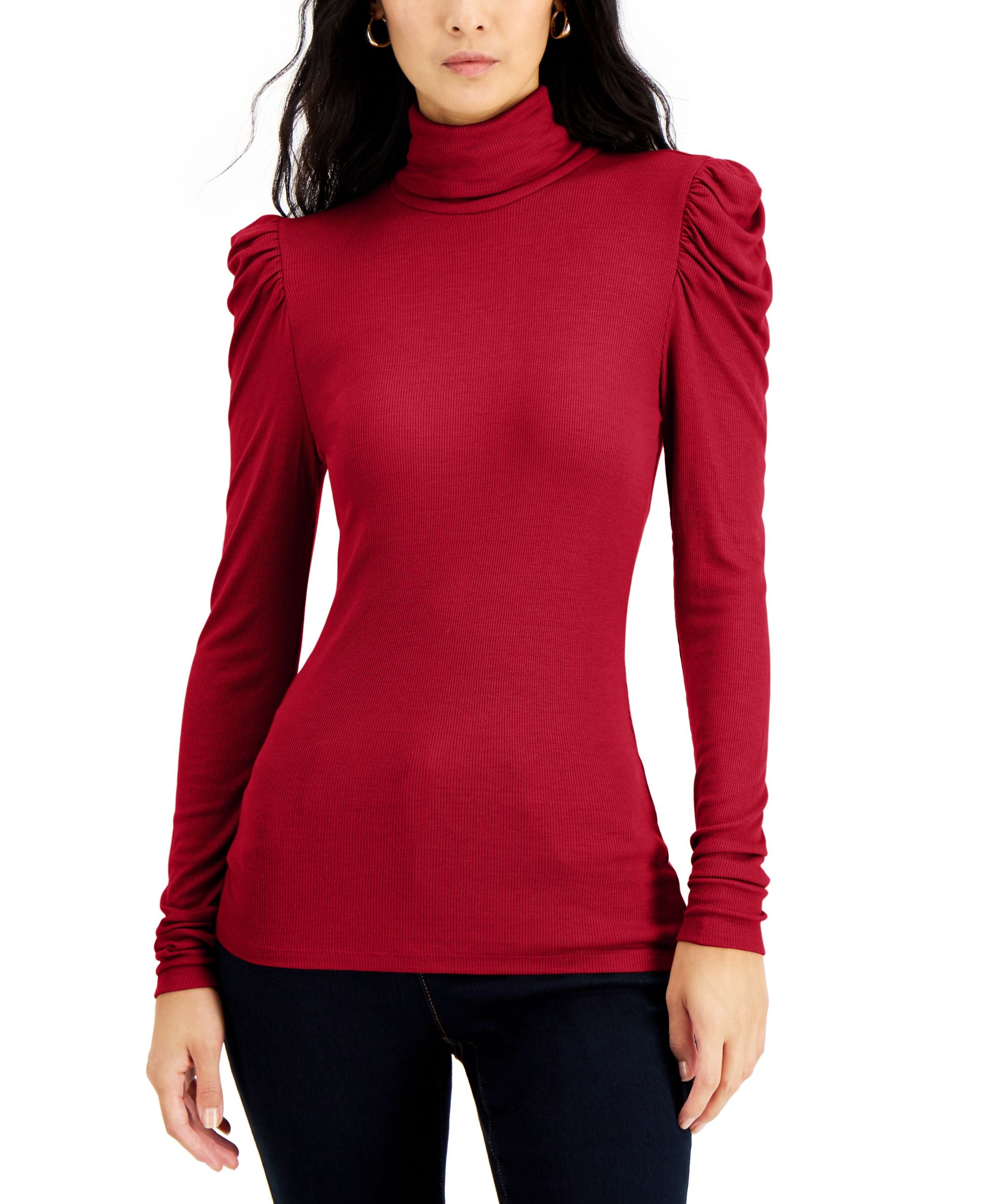 Women's Puff-Sleeve Turtleneck Top