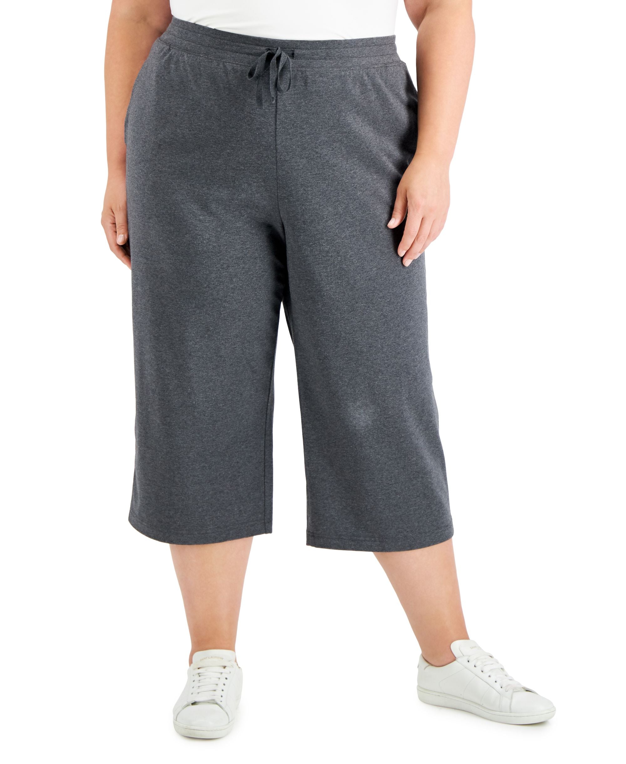 Karen Scott Plus Size Drawstring Waist Knit Capri Pants