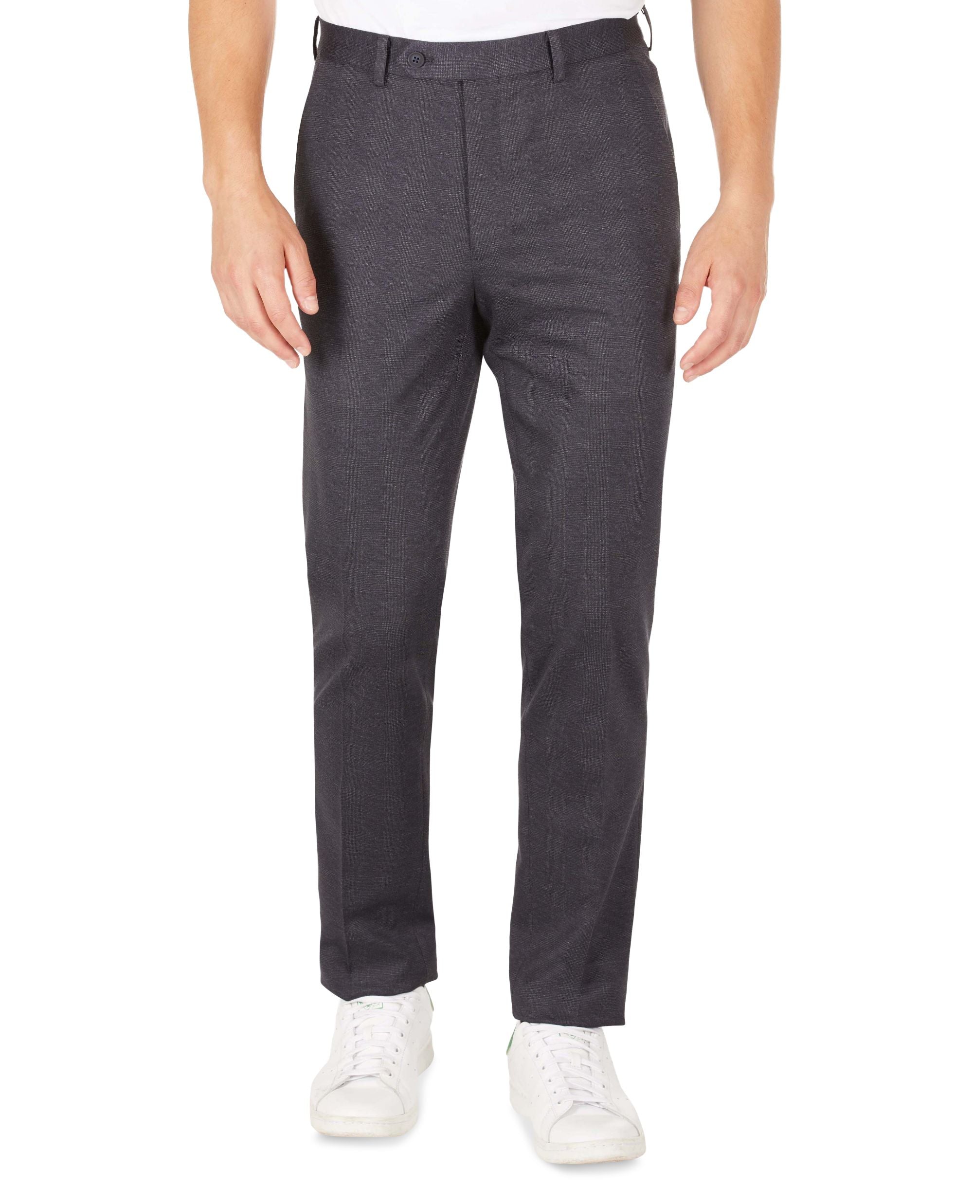 MKTECH Men's Navy Plaid Knit Modern-Fit Suit Pants