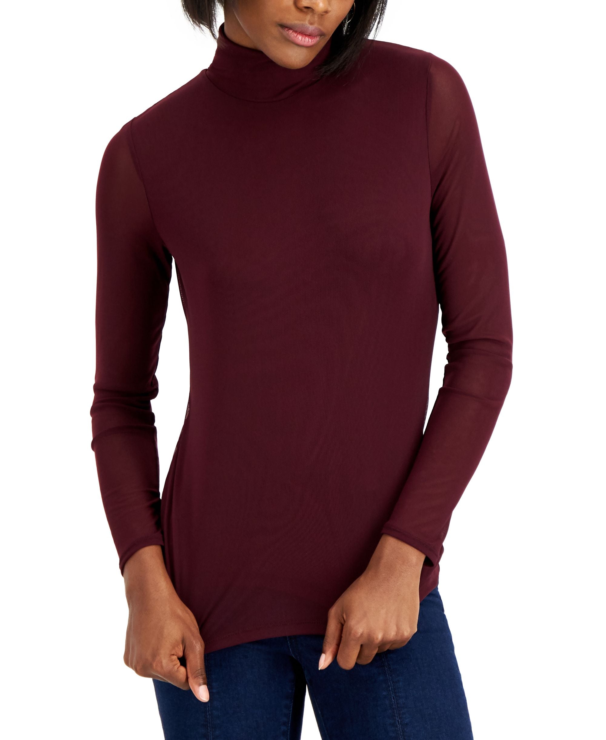 INC International Concepts Plus Size Mesh Turtleneck Top