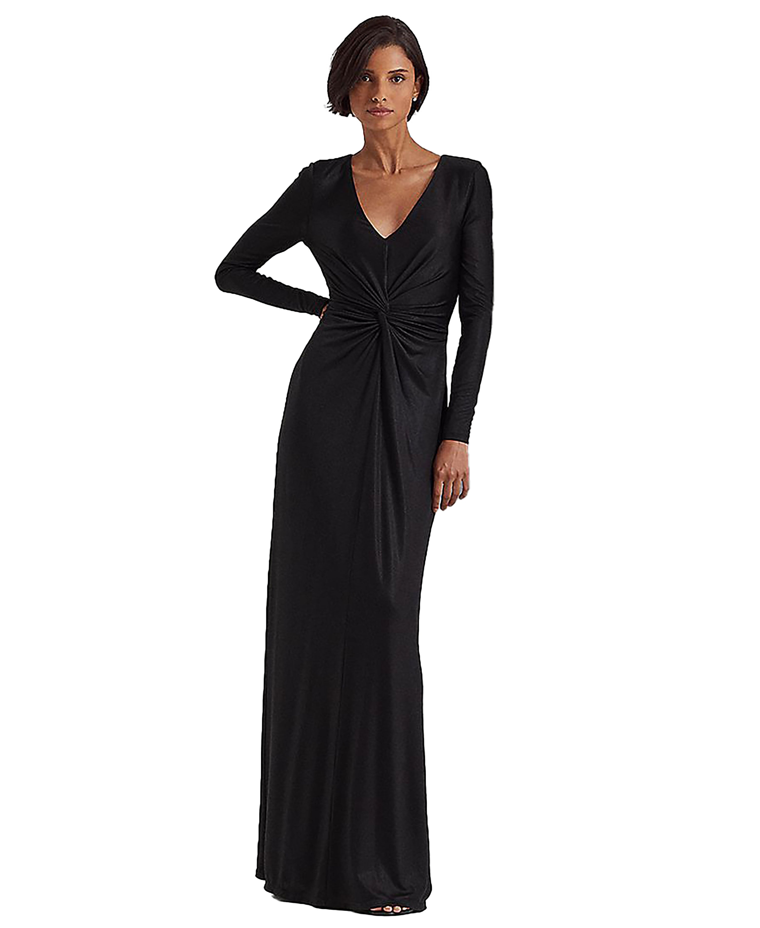 Women's Twist-Front Foil-Print Jersey Gown
