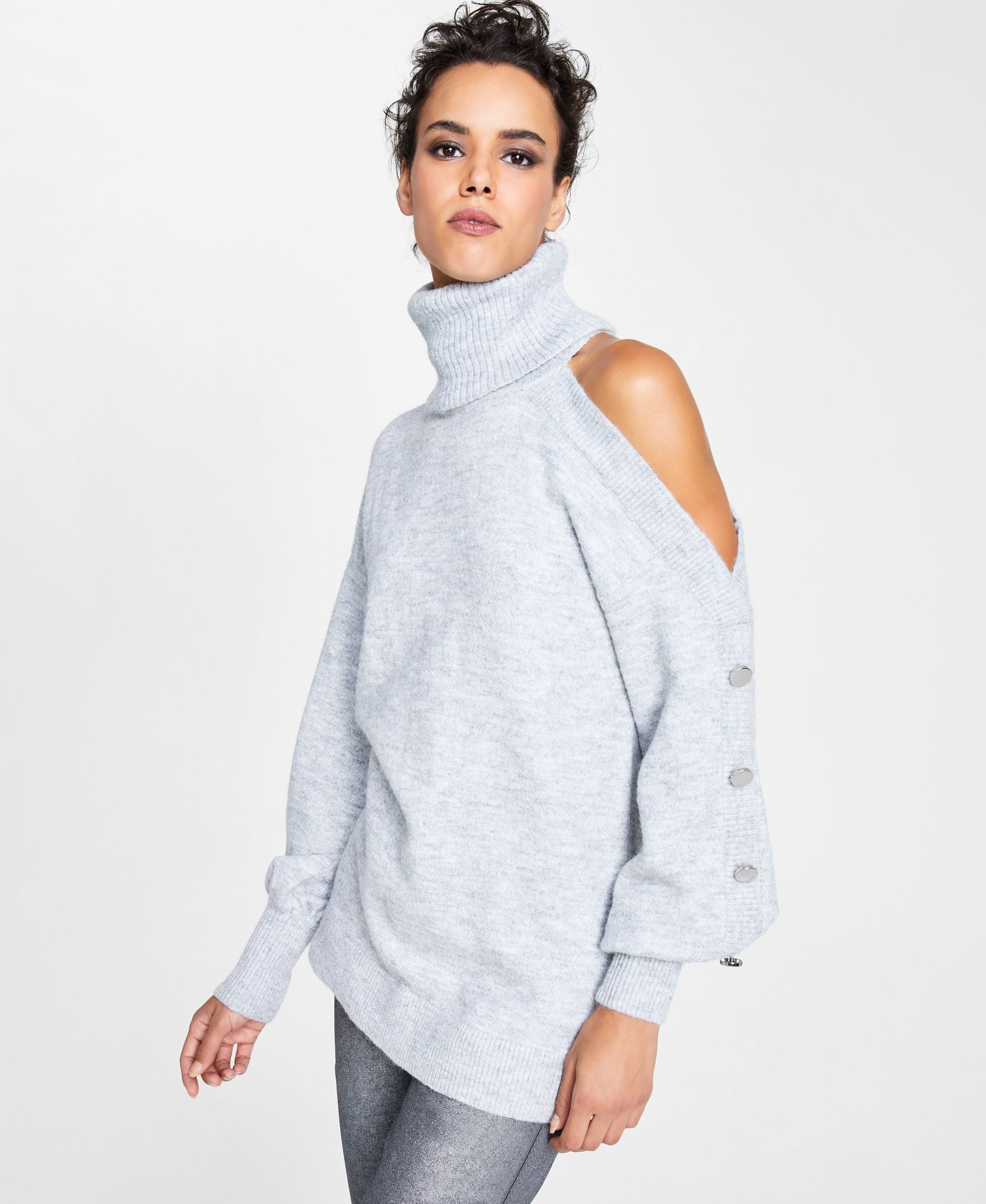 Women's Cold-Shoulder Turtleneck Sweater