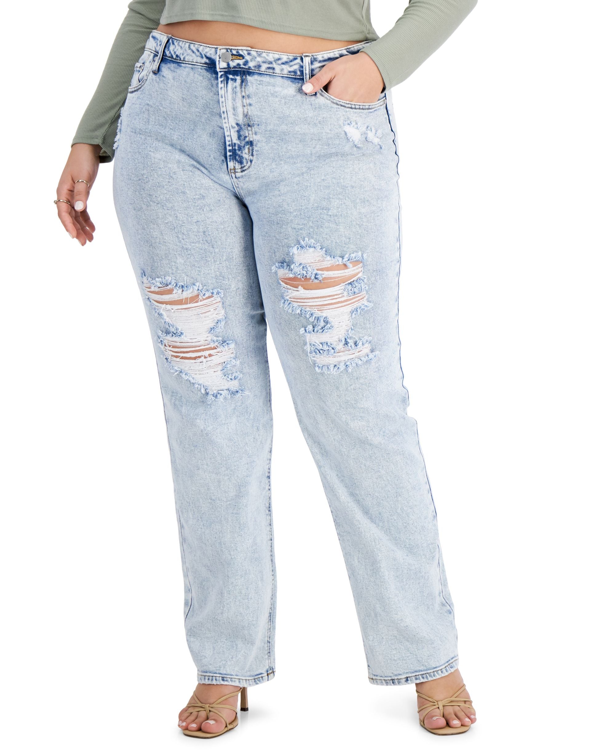 Tinseltown Trendy Plus Size Baggy Straight Leg Jeans
