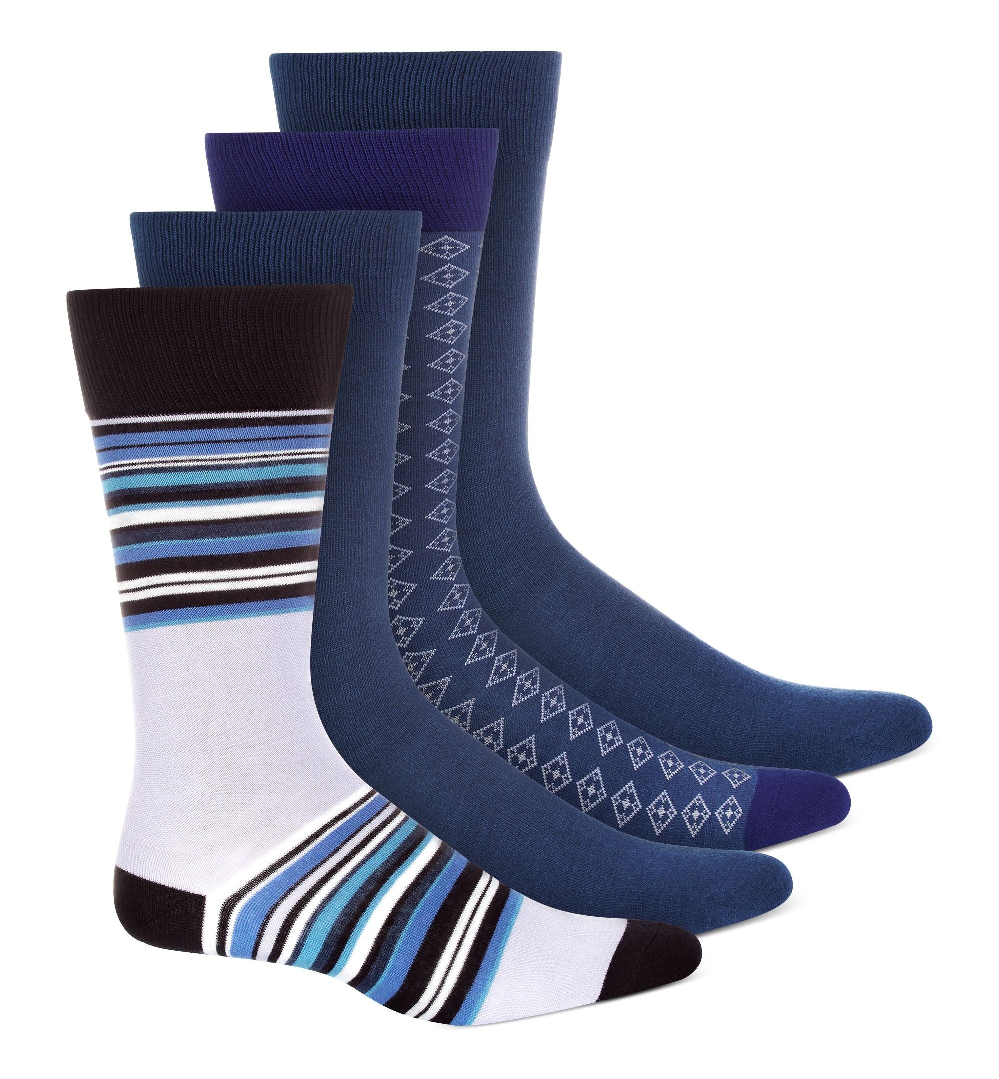 Men's Blue Printed Crew Socks - 4 pk.