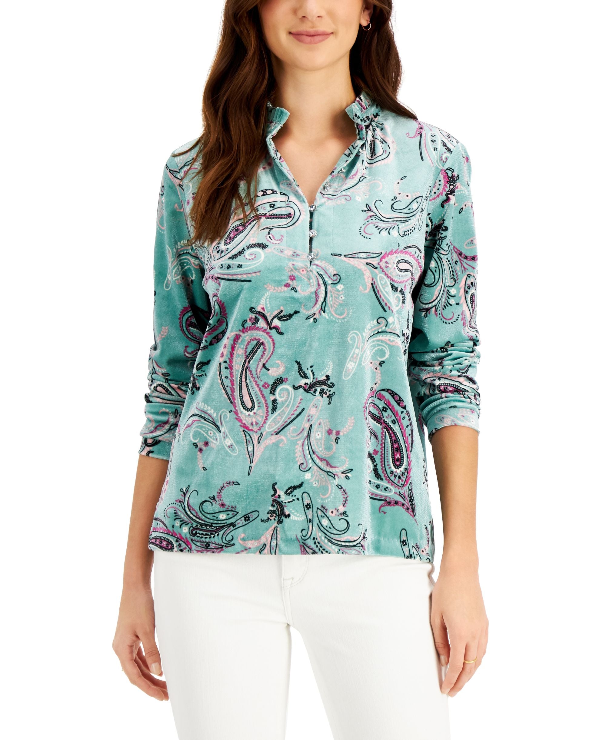 Charter Club Velvet Paisley Print Blouse