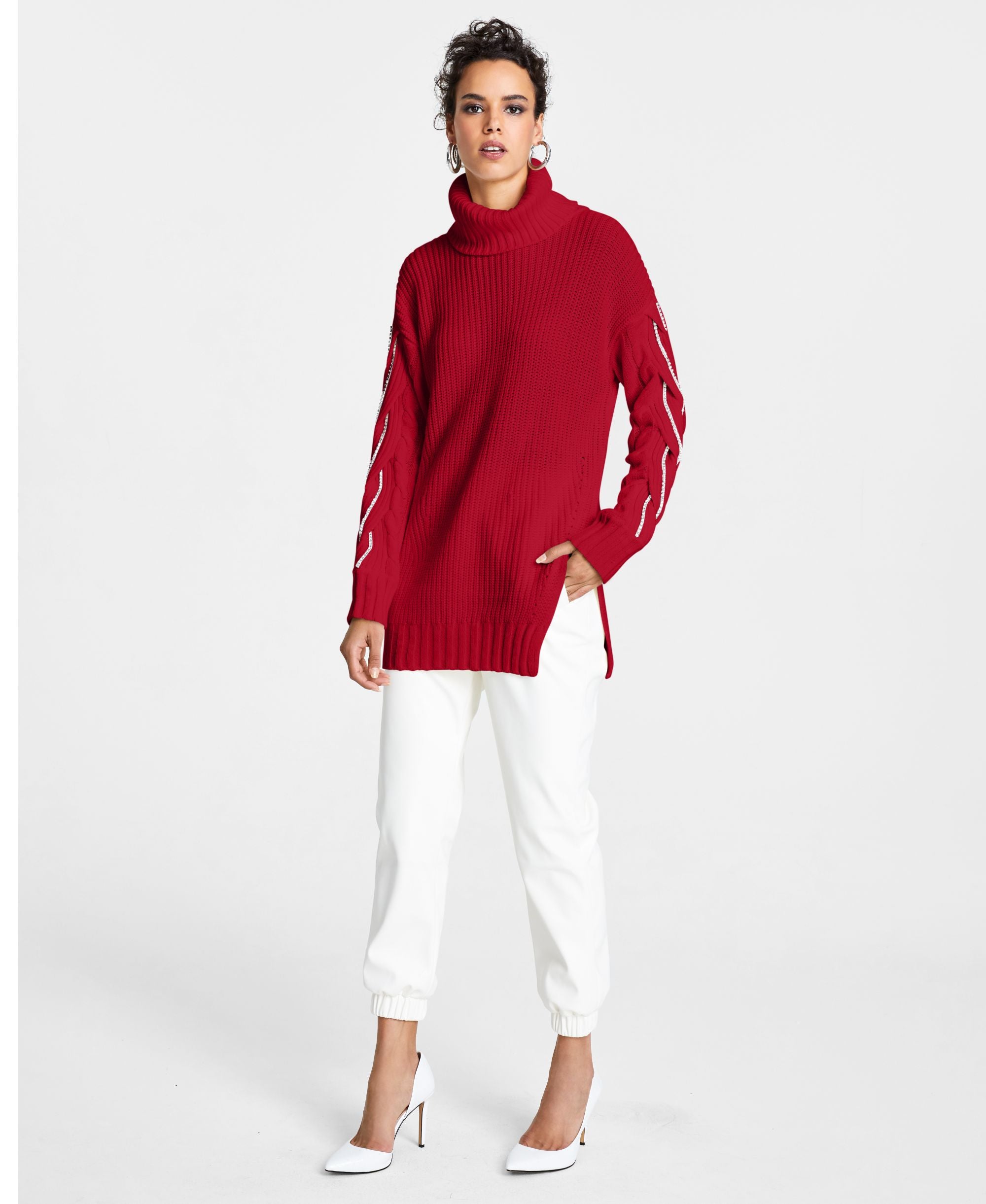 INC International Concepts Cable Turtleneck Tunic Sweater