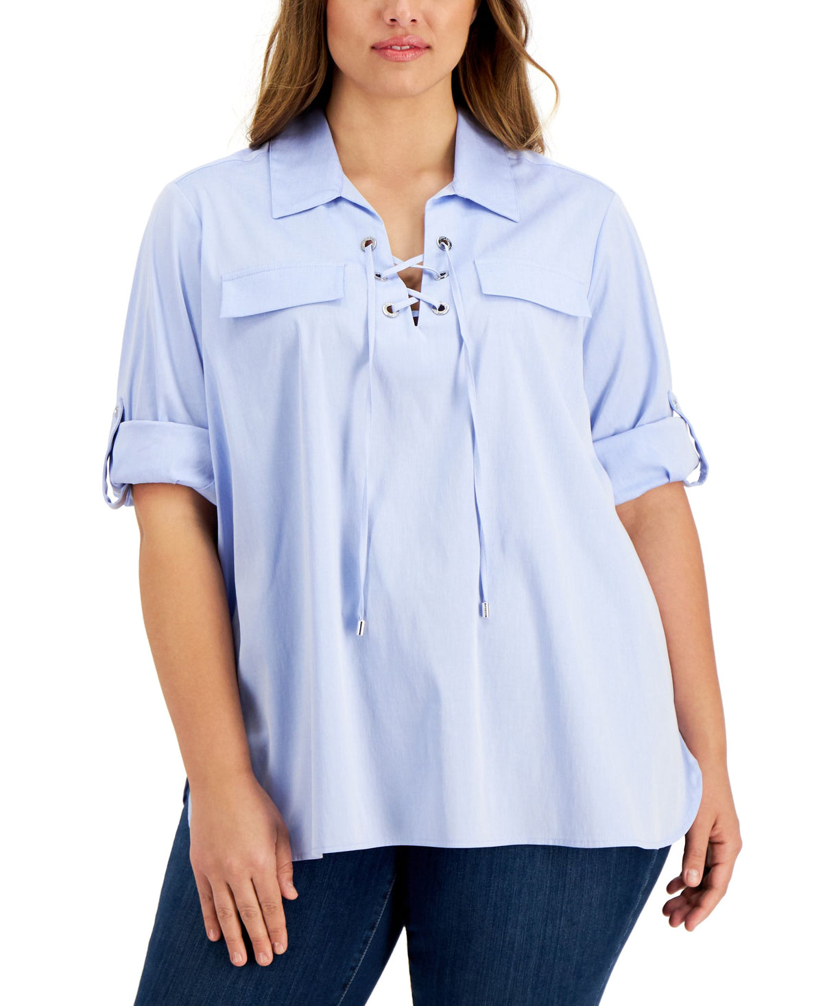 Calvin Klein Plus Size Lace Up Top