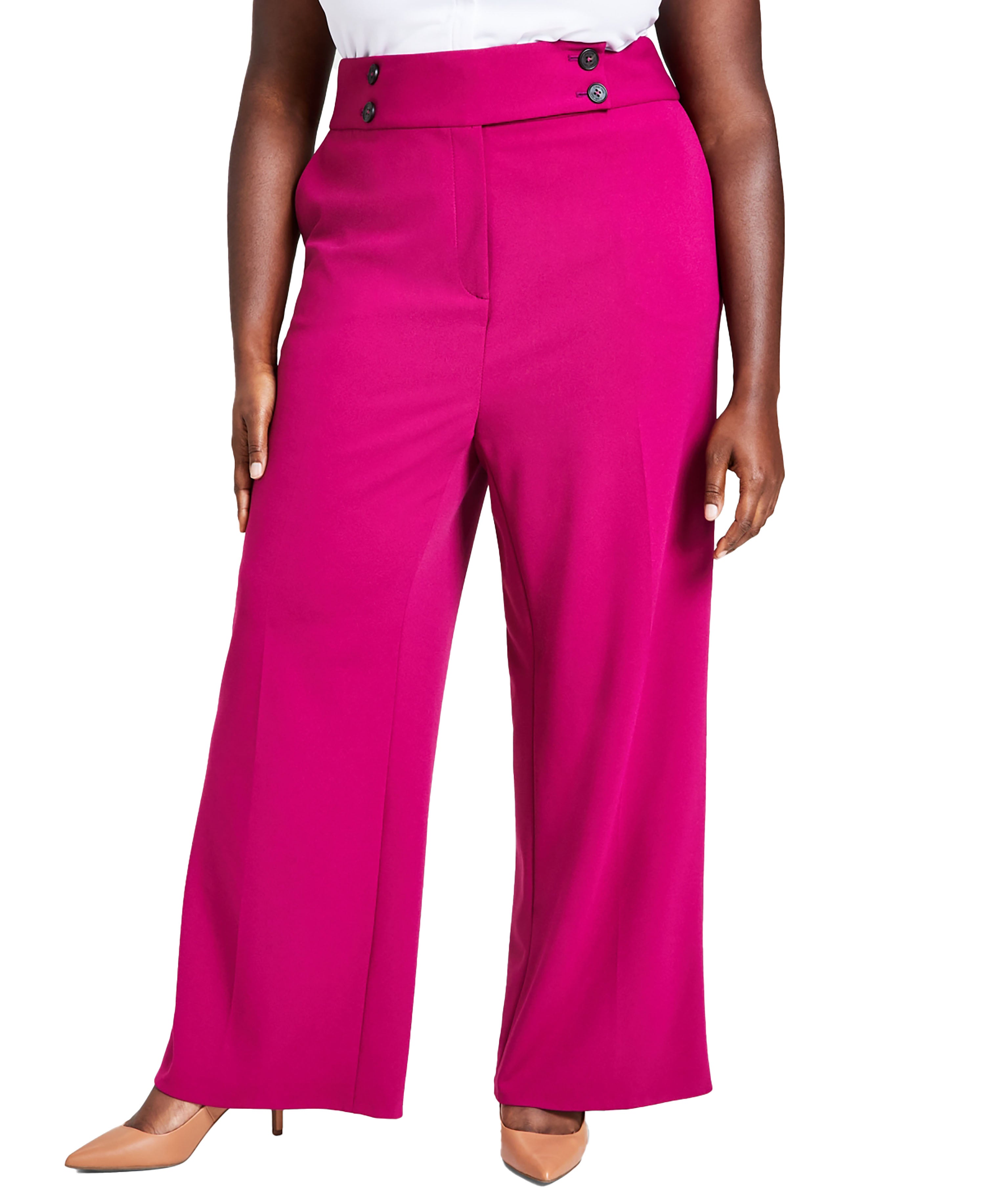 Plus Size Scuba-Crepe Wide-Leg Pants