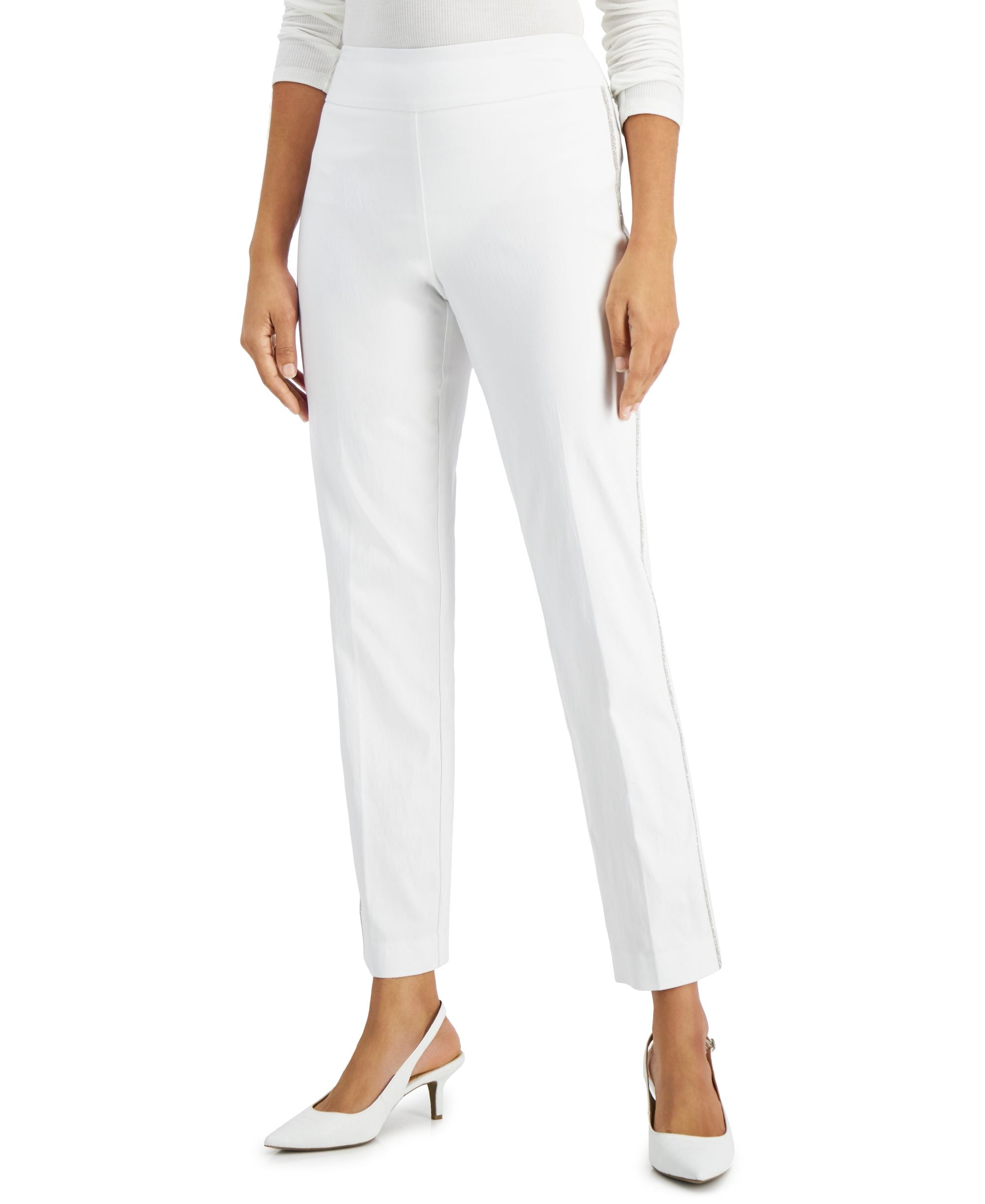 JM Collection Petite Pull On Side Striped Pants