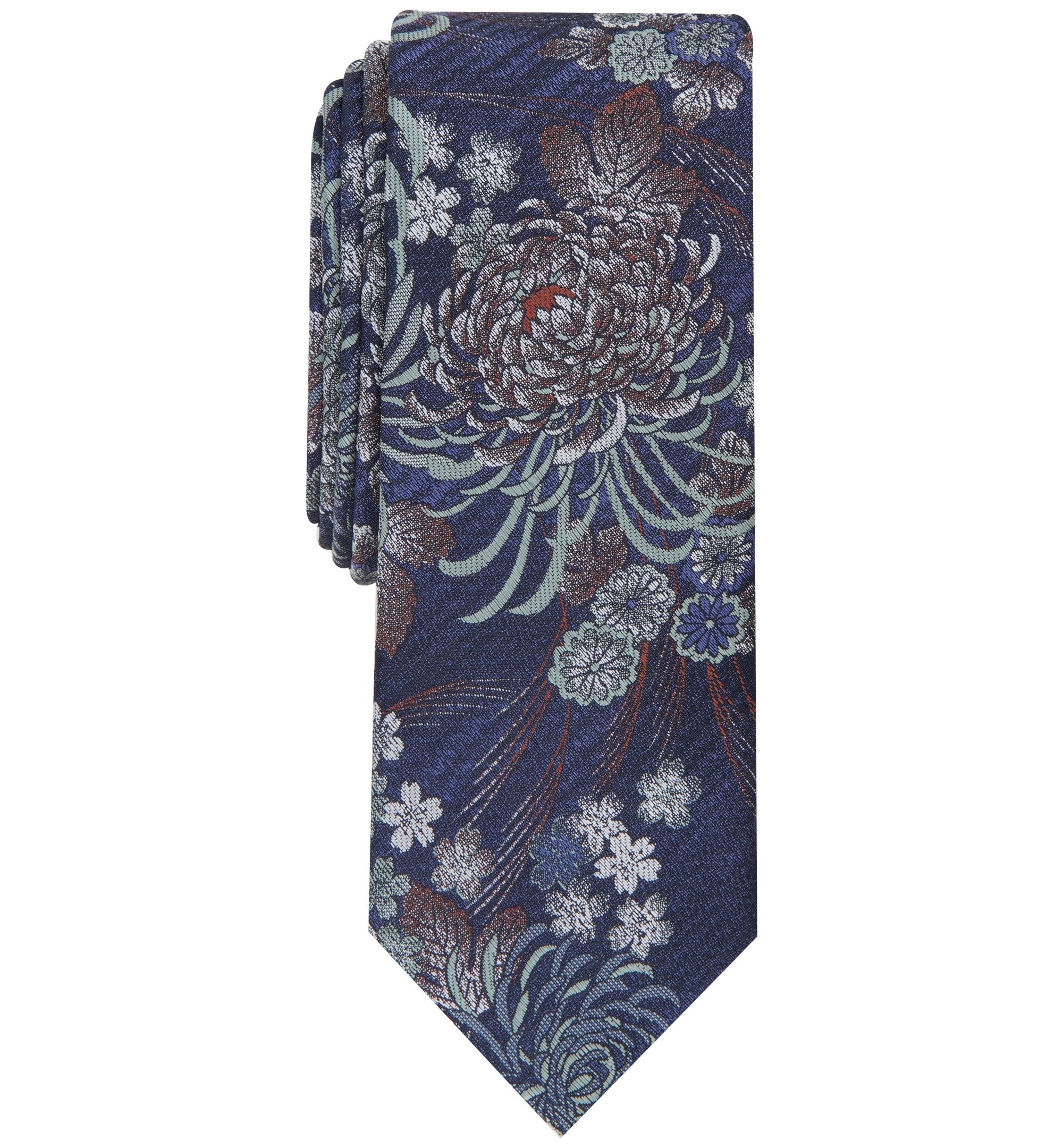 Men's Chrysanthemum Floral Skinny Tie