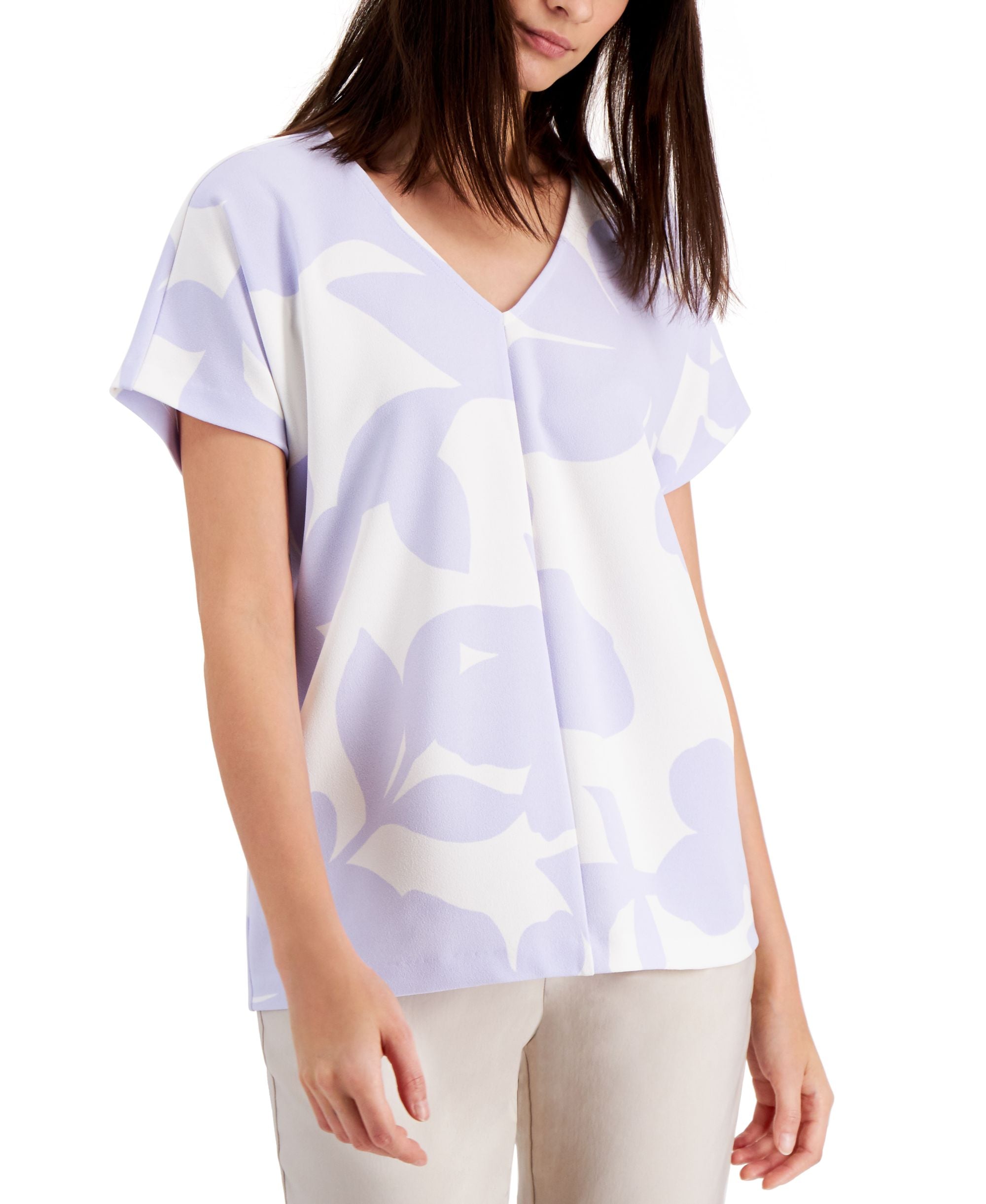 Alfani Printed V Neck Top