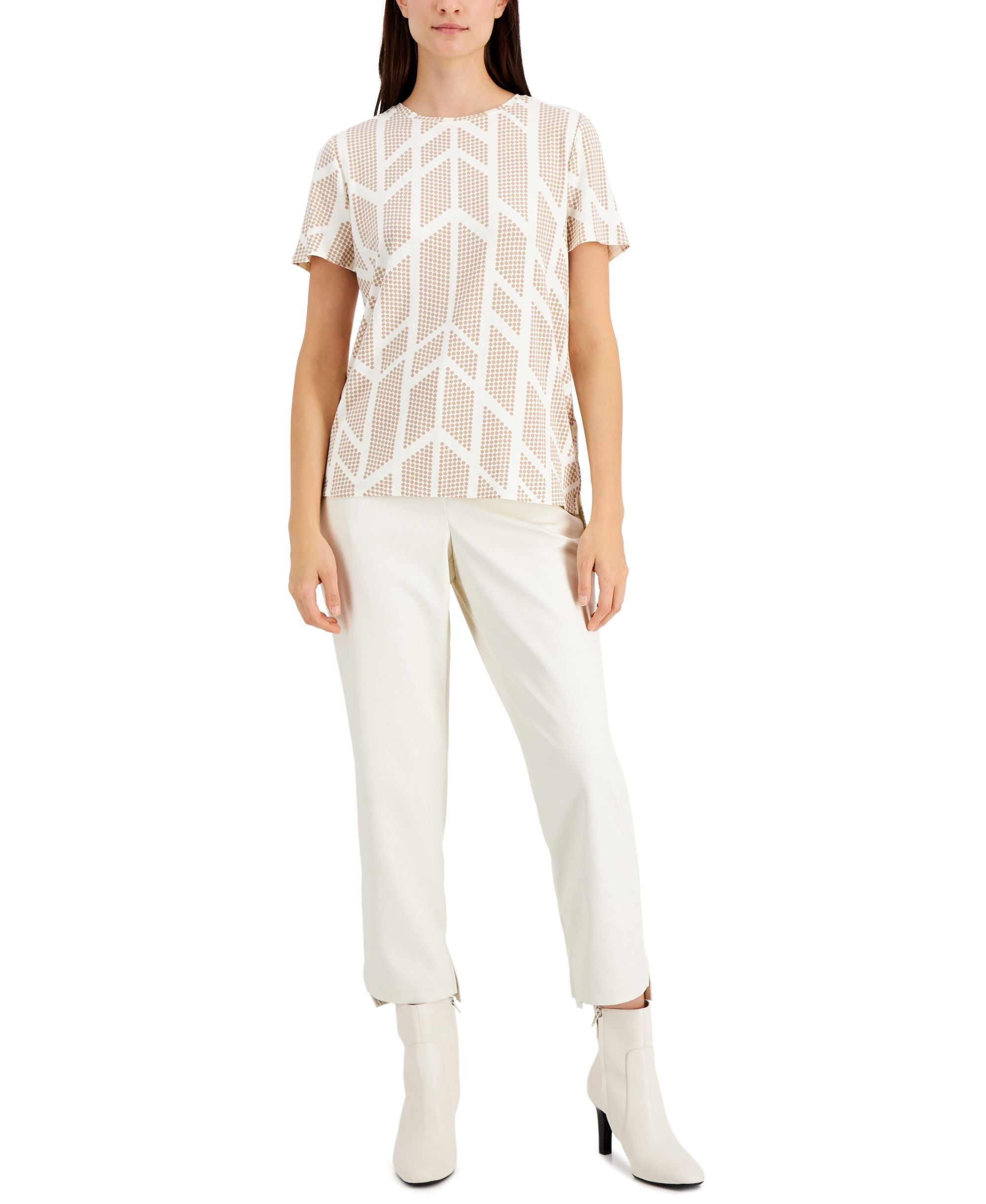 Petite Printed Step-Hem Top