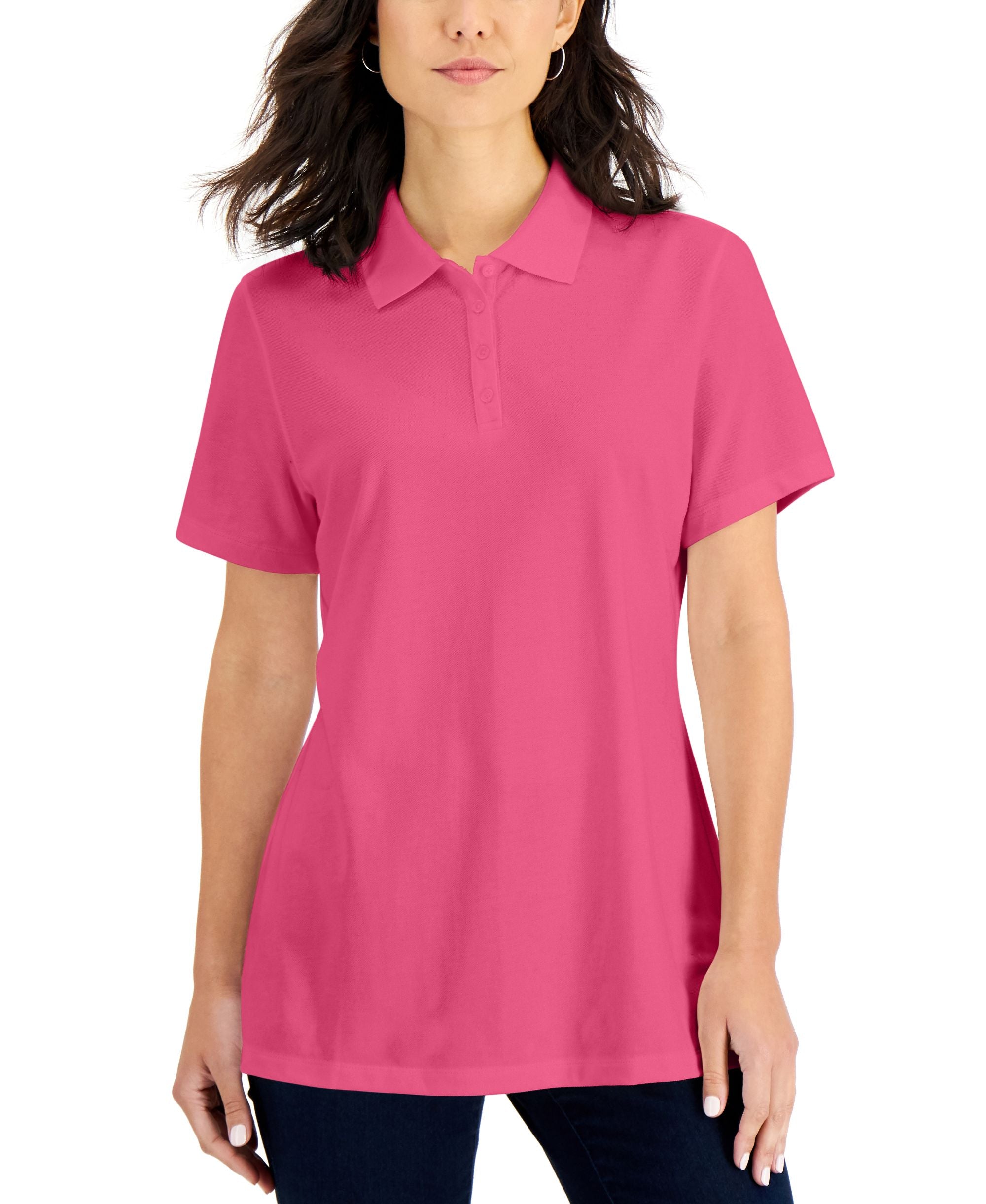 Karen Scott Short Sleeve Pique Knit Polo