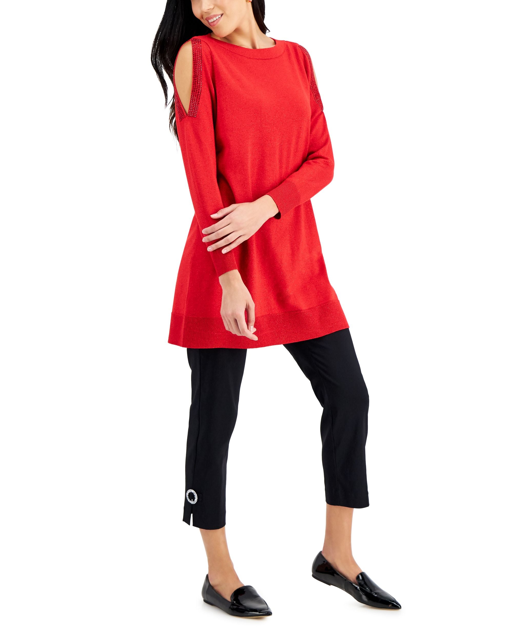 JM Collection Cold Shoulder Sweater Dress