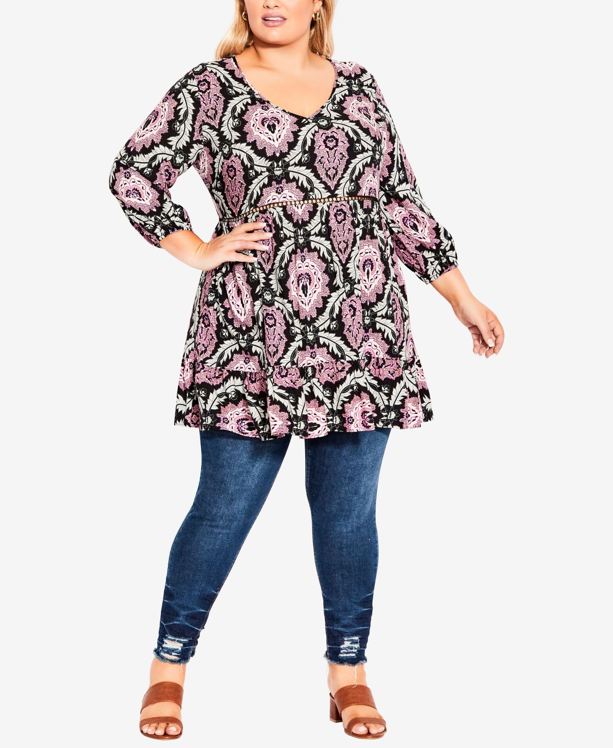 Plus Size Stance Print Tunic Top