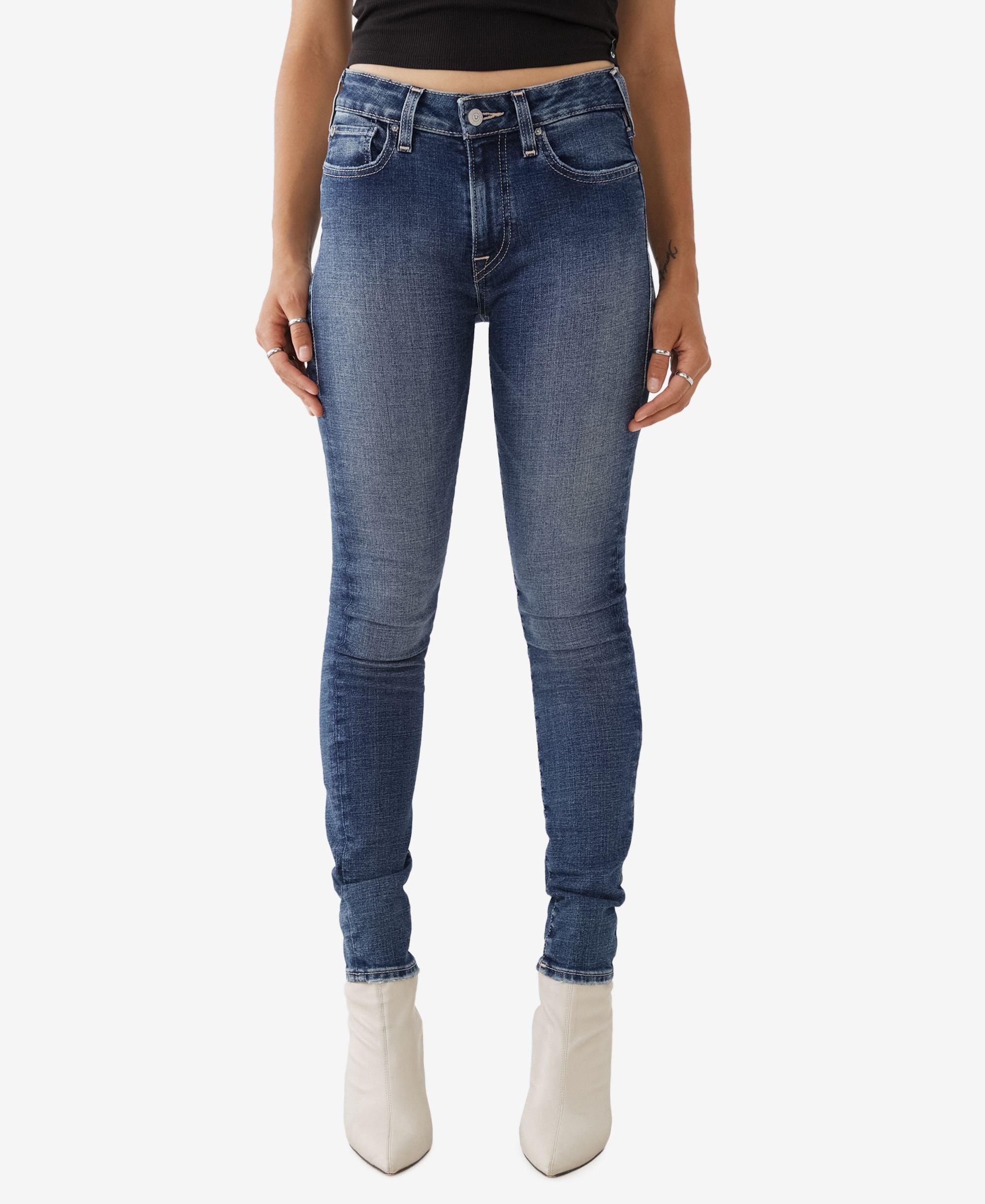 Womens Halle Mid Rise Skinny Jeans