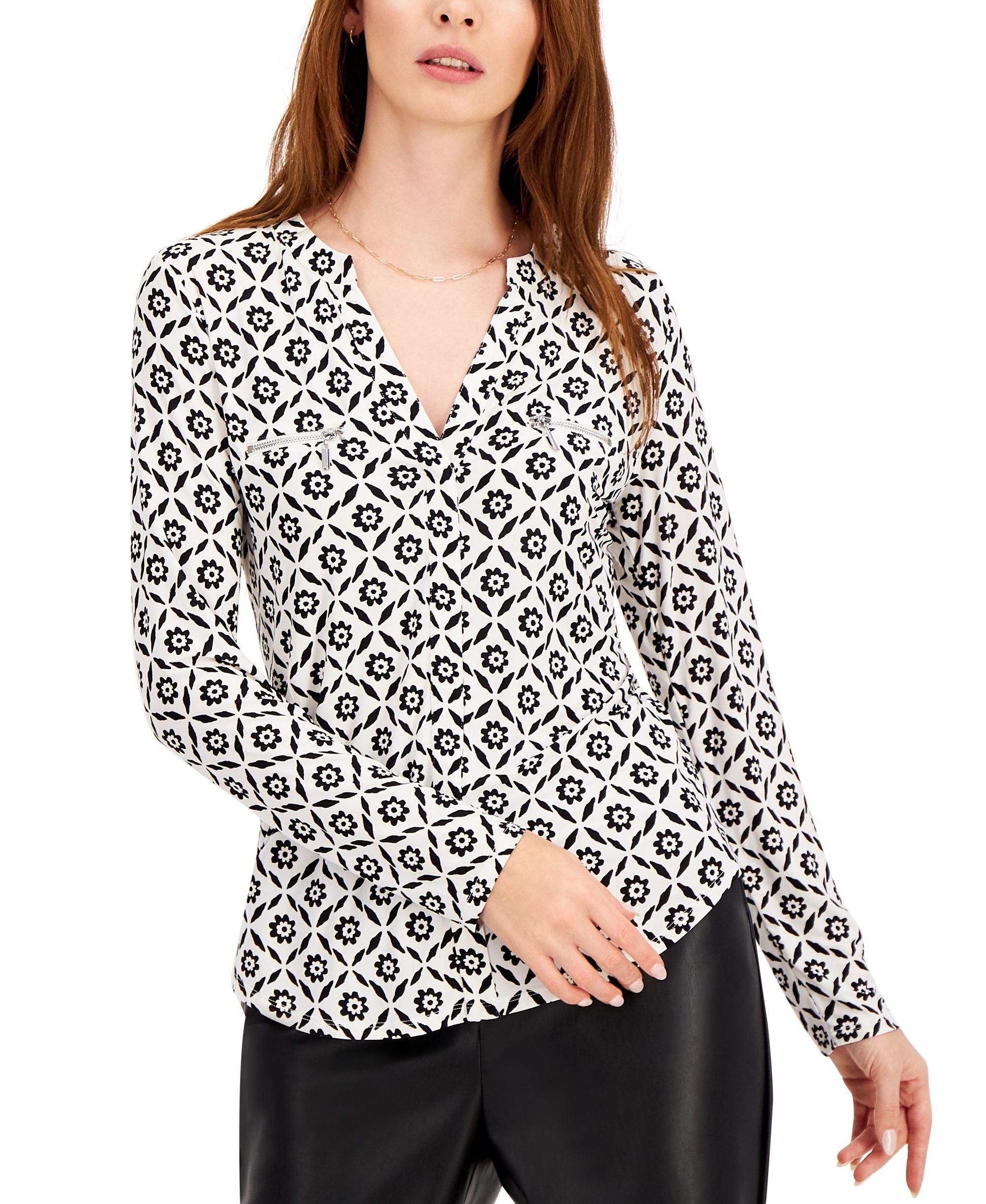 INC International Concepts Plus Size Zip Pocket Top