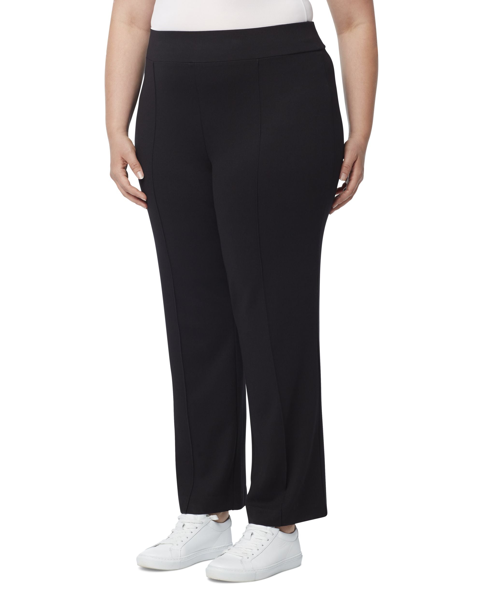 Jones New York Womens Plus Serenity Pintuck Pull On Straight Leg Pants