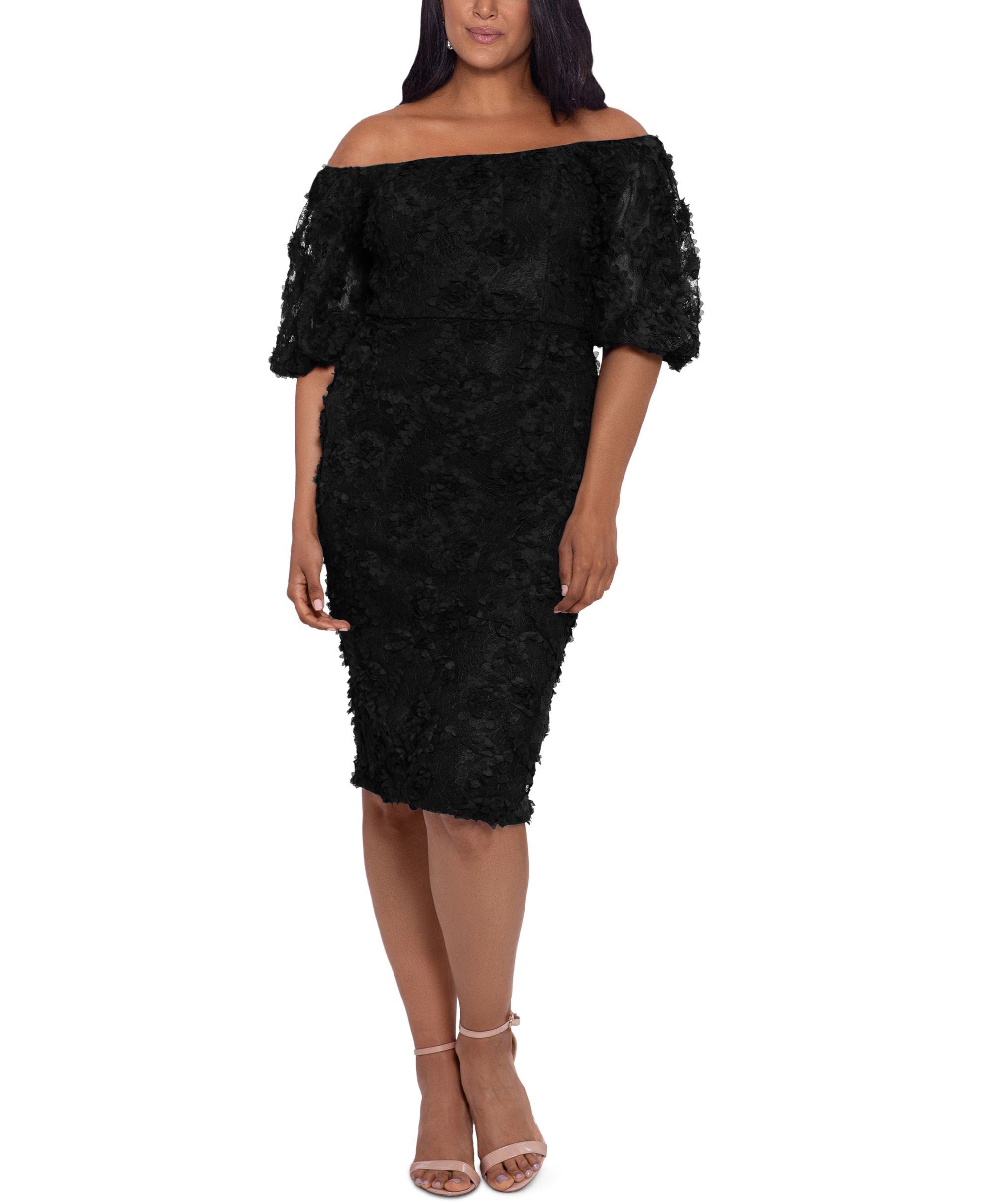 Xscape Plus Size Lace Off-The-Shoulder Dress