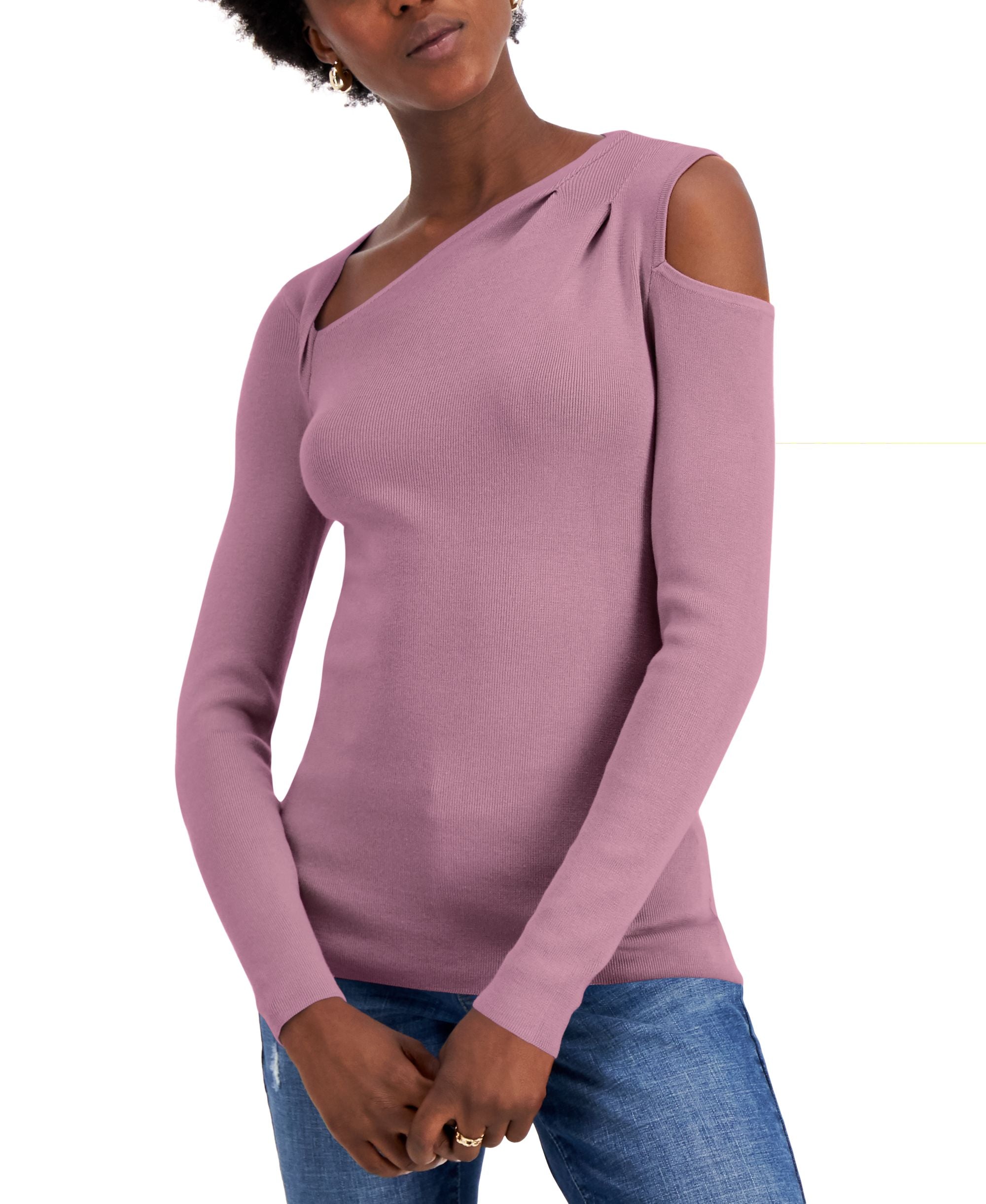 Asymmetrical Cold-Shoulder Sweater
