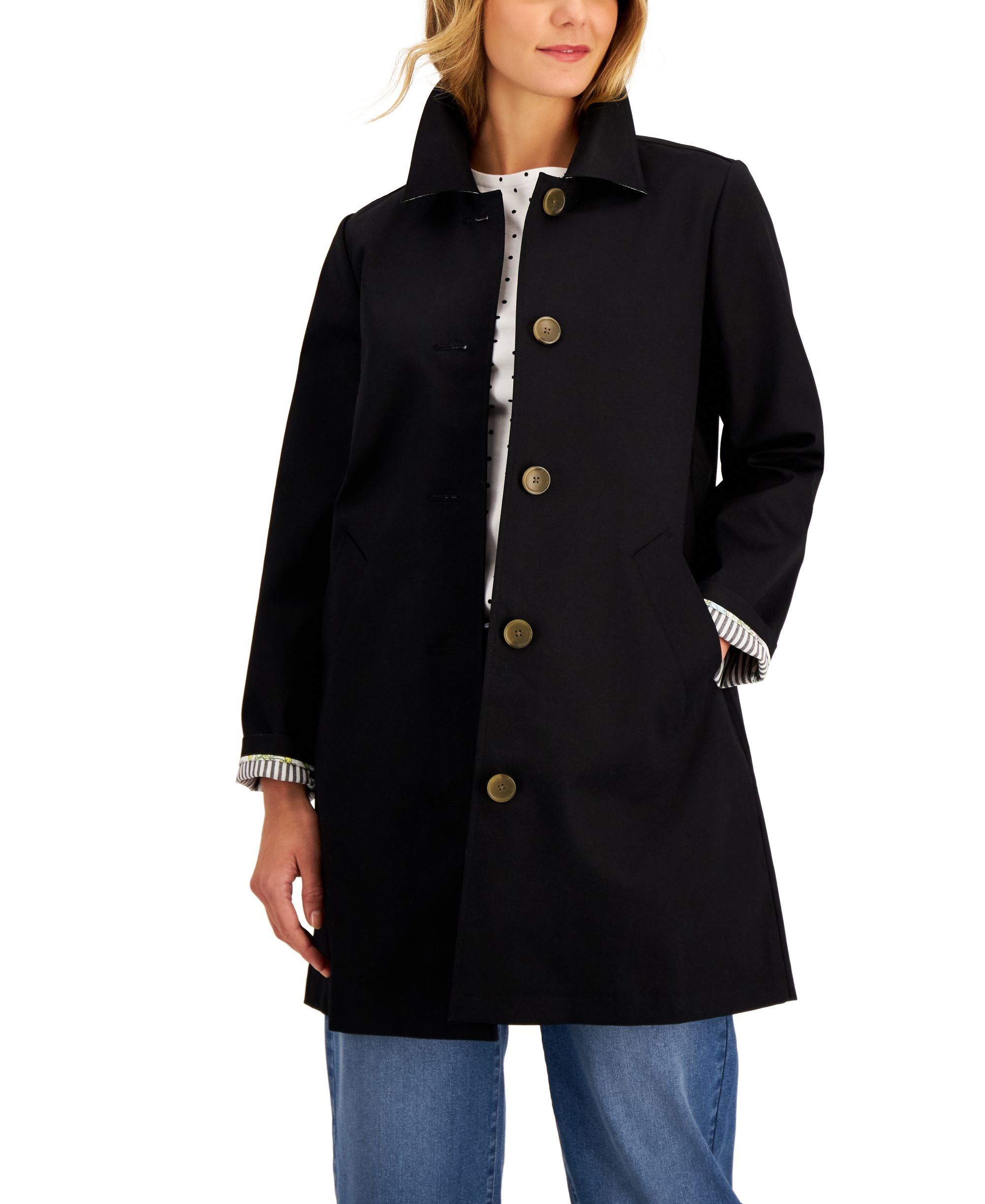Charter Club Contrast Lined Coat