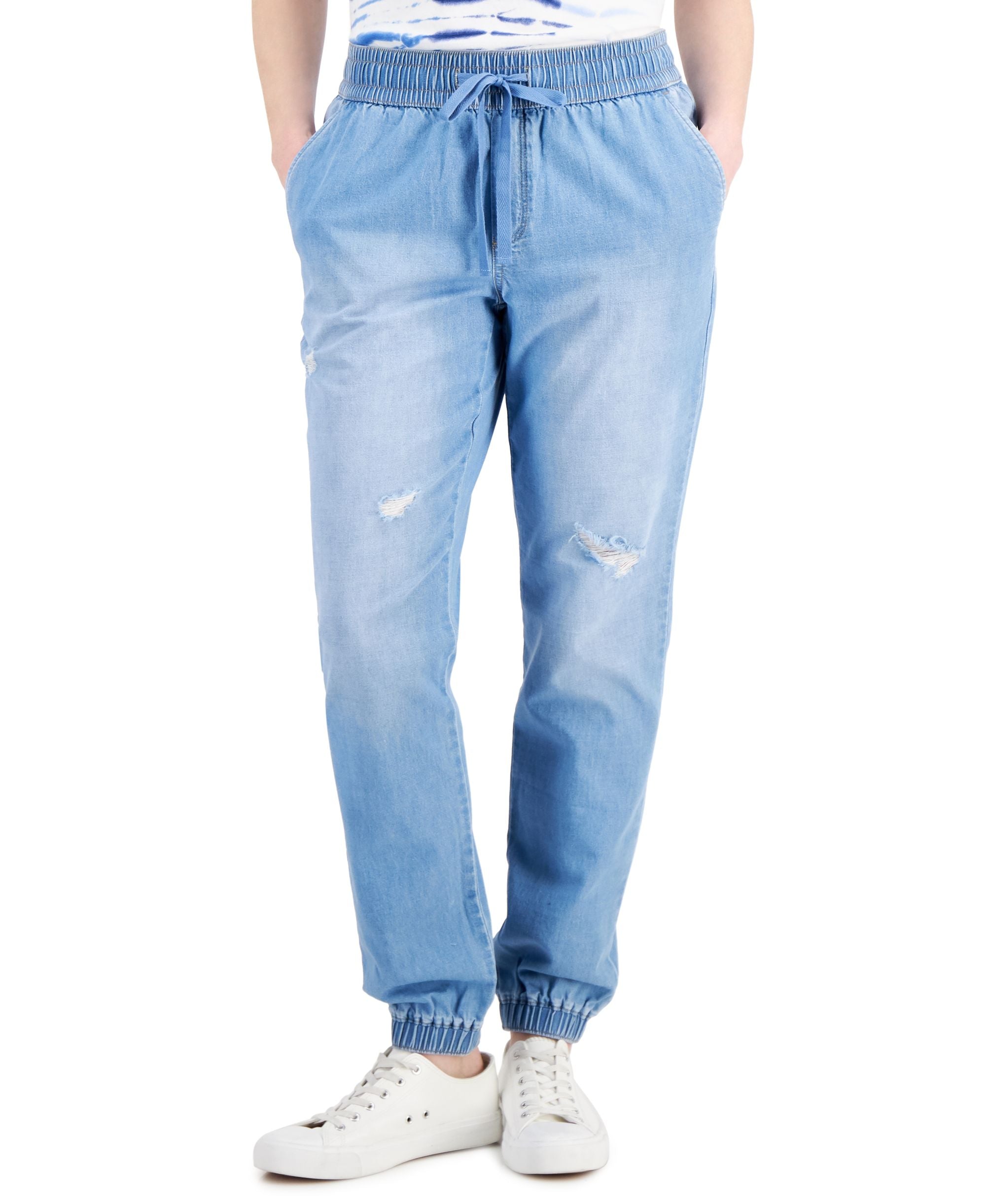 Style & Co Cotton Ripped Track Jeans