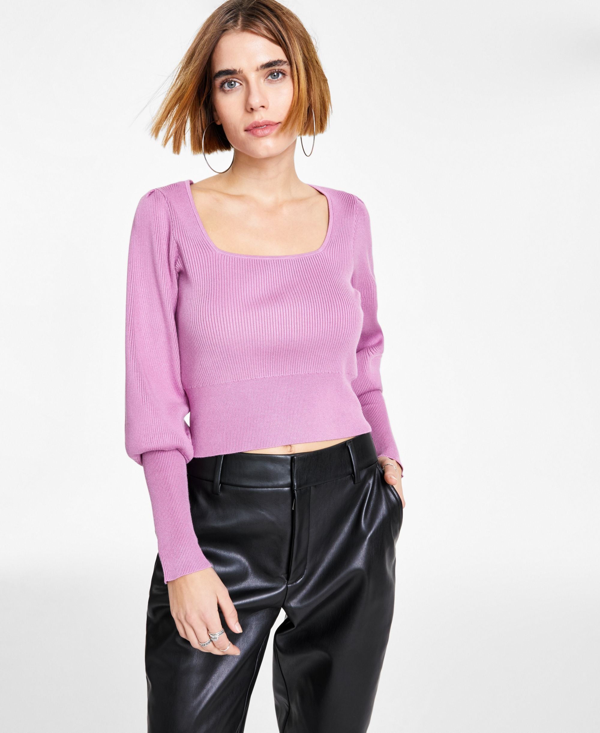 Bar III Volume Sleeve Sweater