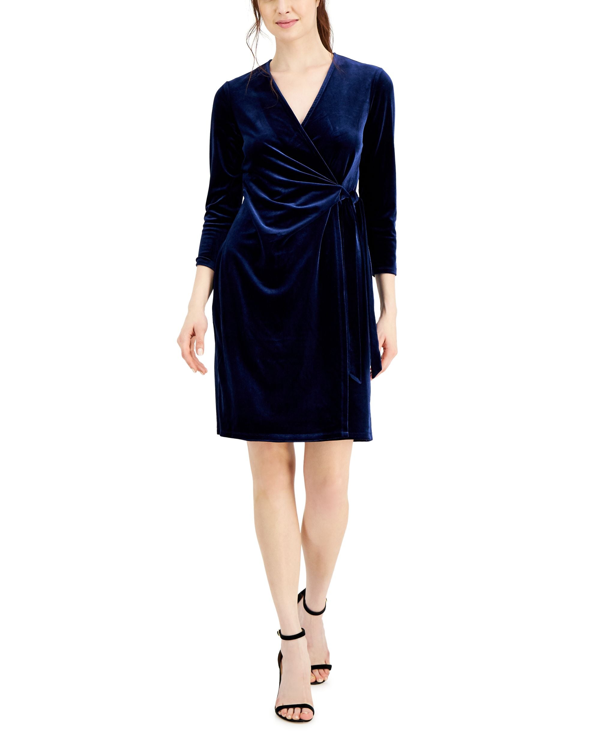 Anne Klein Velvet Wrap Sheath Dress