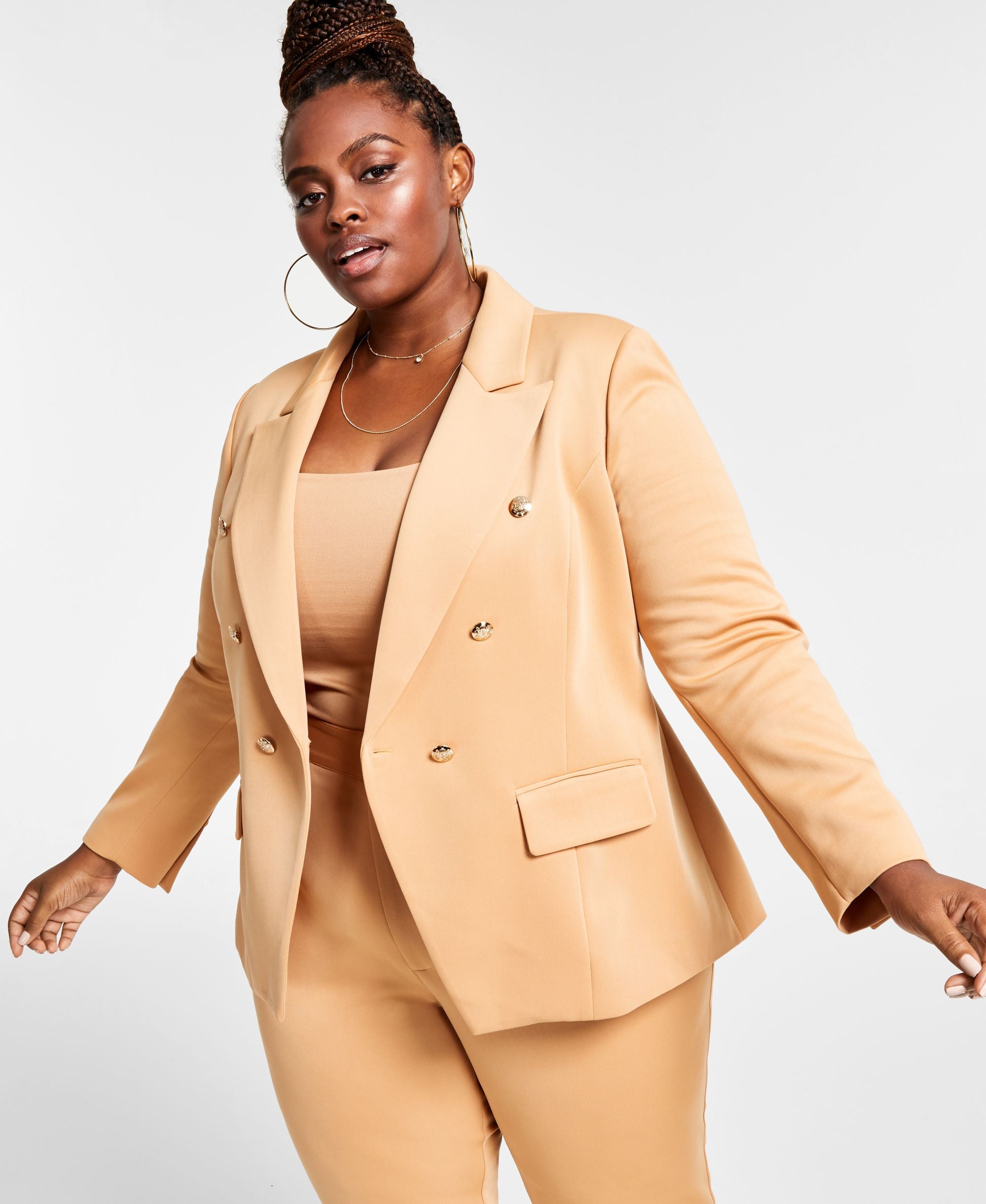 Nina Parker Trendy Plus Size Double Breasted Blazer