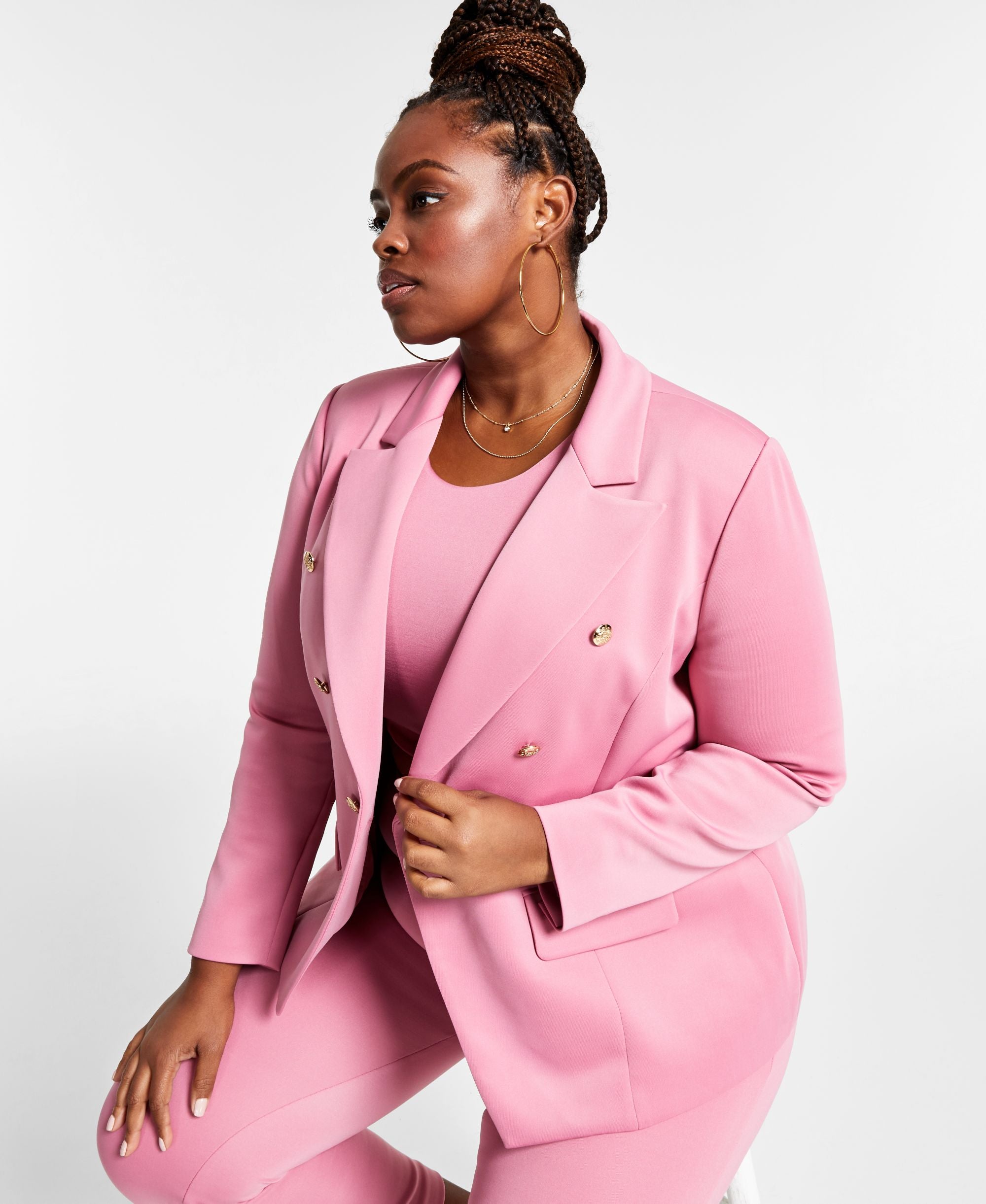 Nina Parker Trendy Plus Size Double Breasted Blazer