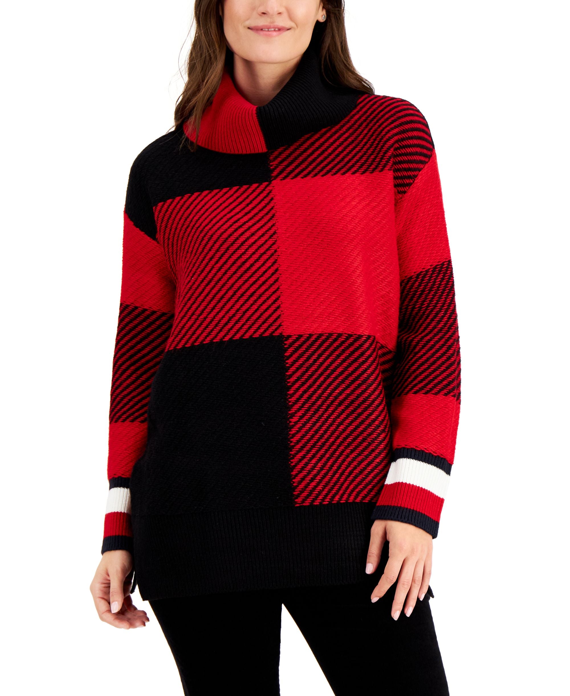 Tommy Hilfiger Colorblocked Cowlneck Tunic Sweater