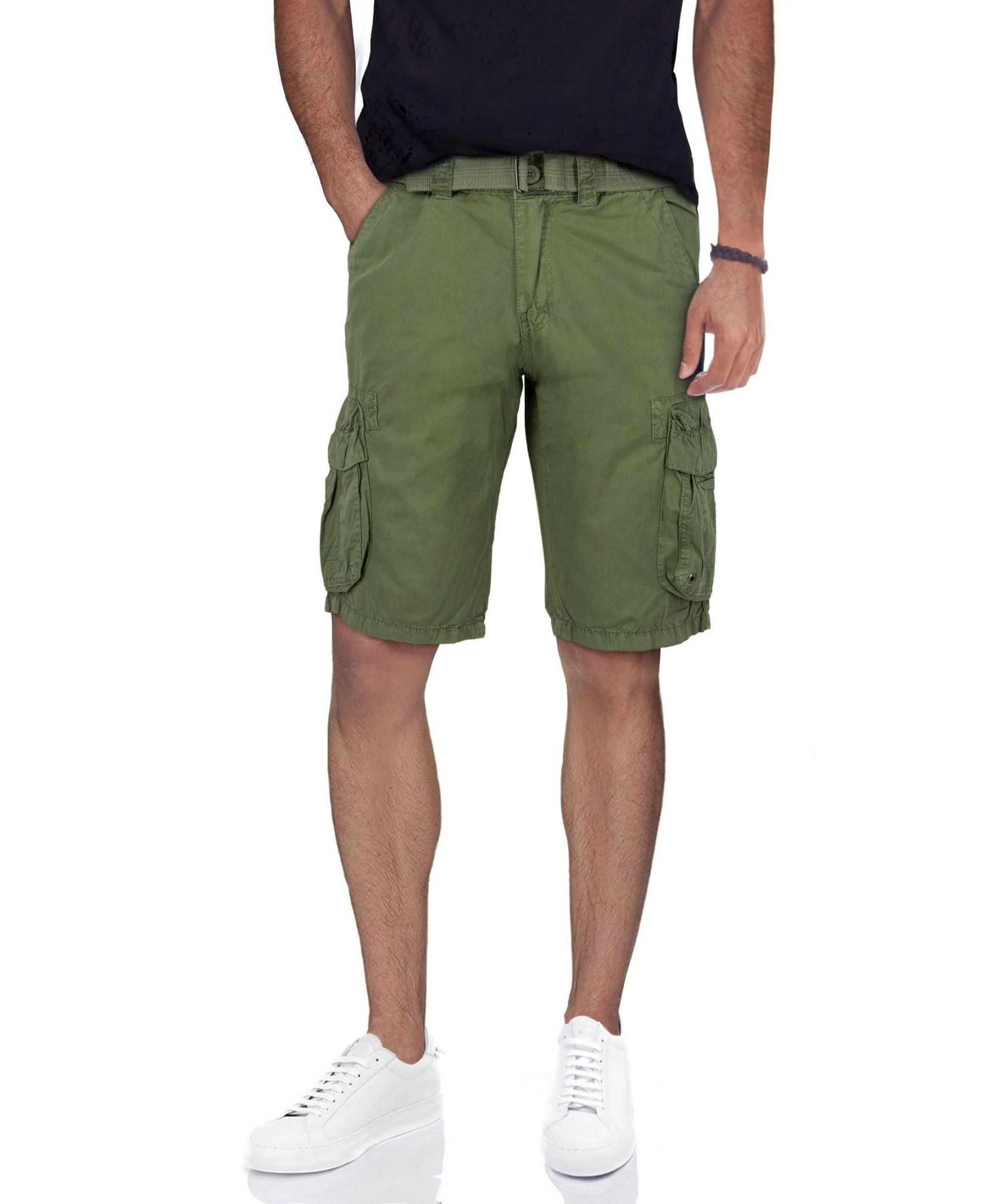Men's Belted Double Pocket Cargo Shorts