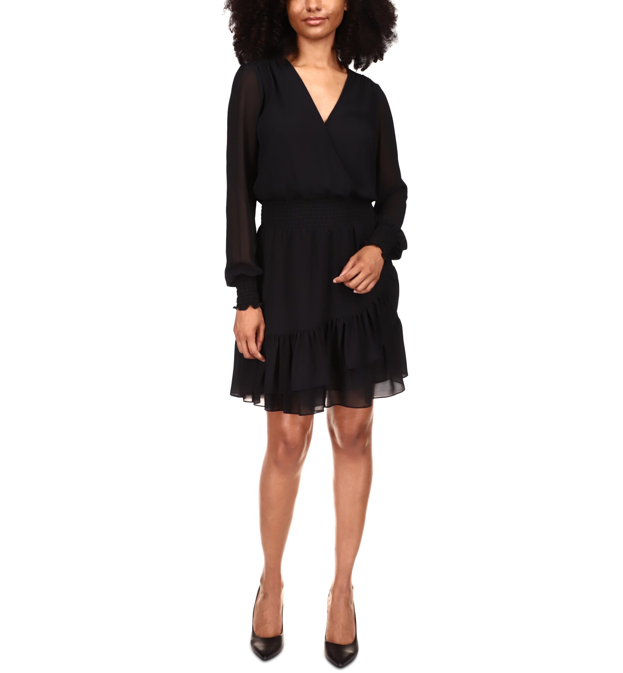 Women's Ruffled Faux-Wrap Dress