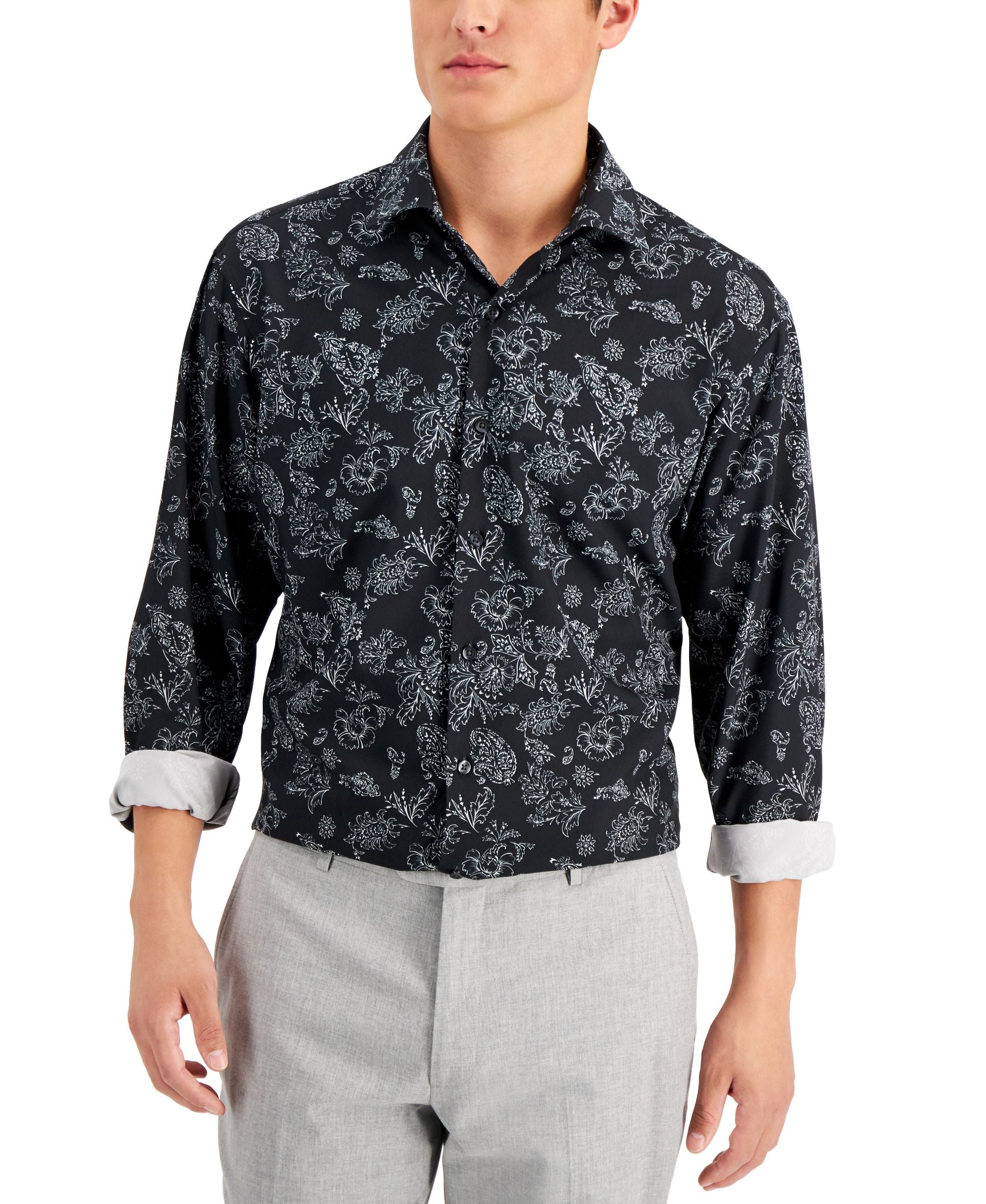 Alfani Mens Slim Fit 4 Way Stretch Dress Shirt