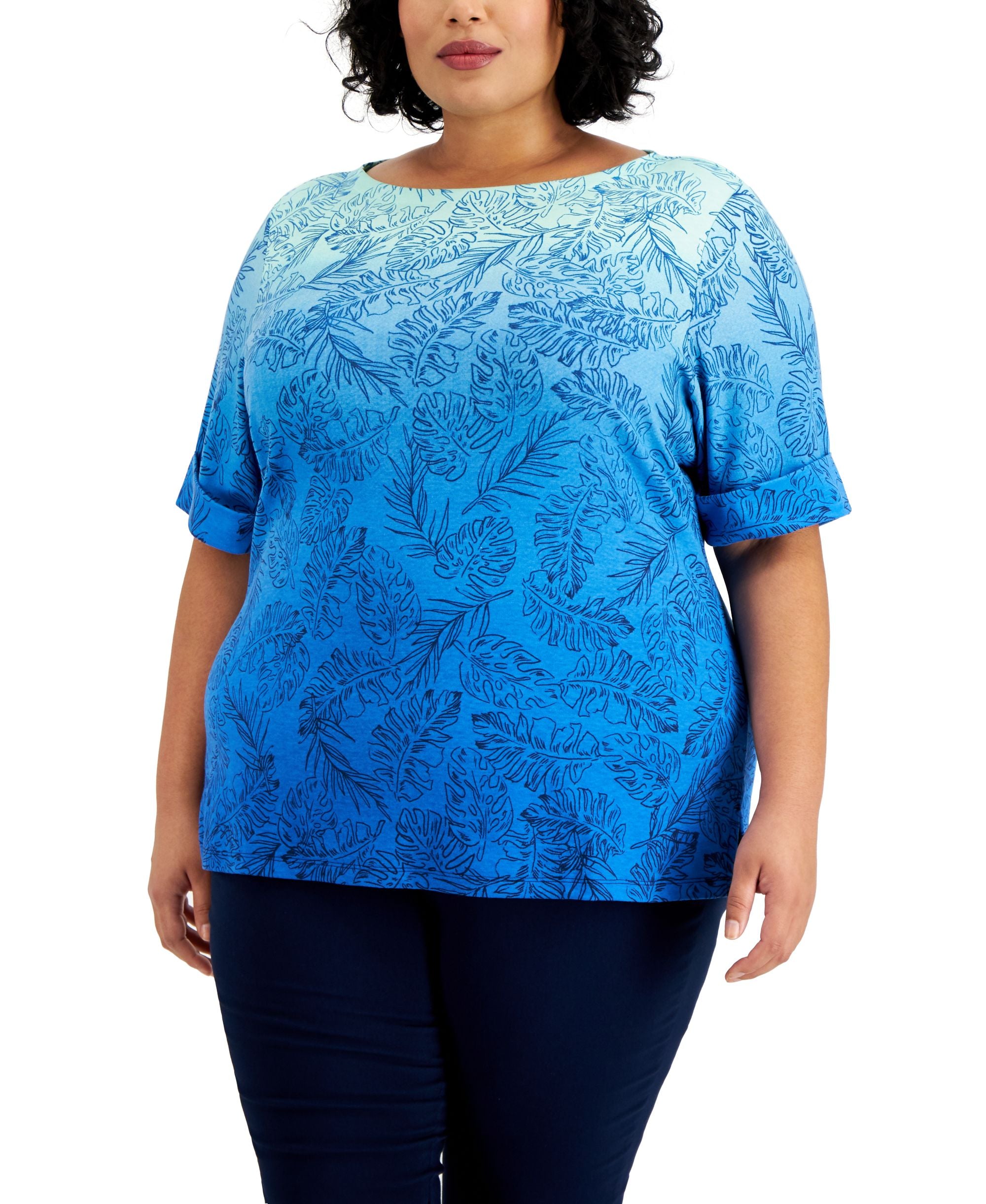 Karen Scott Plus Size Boatneck Top